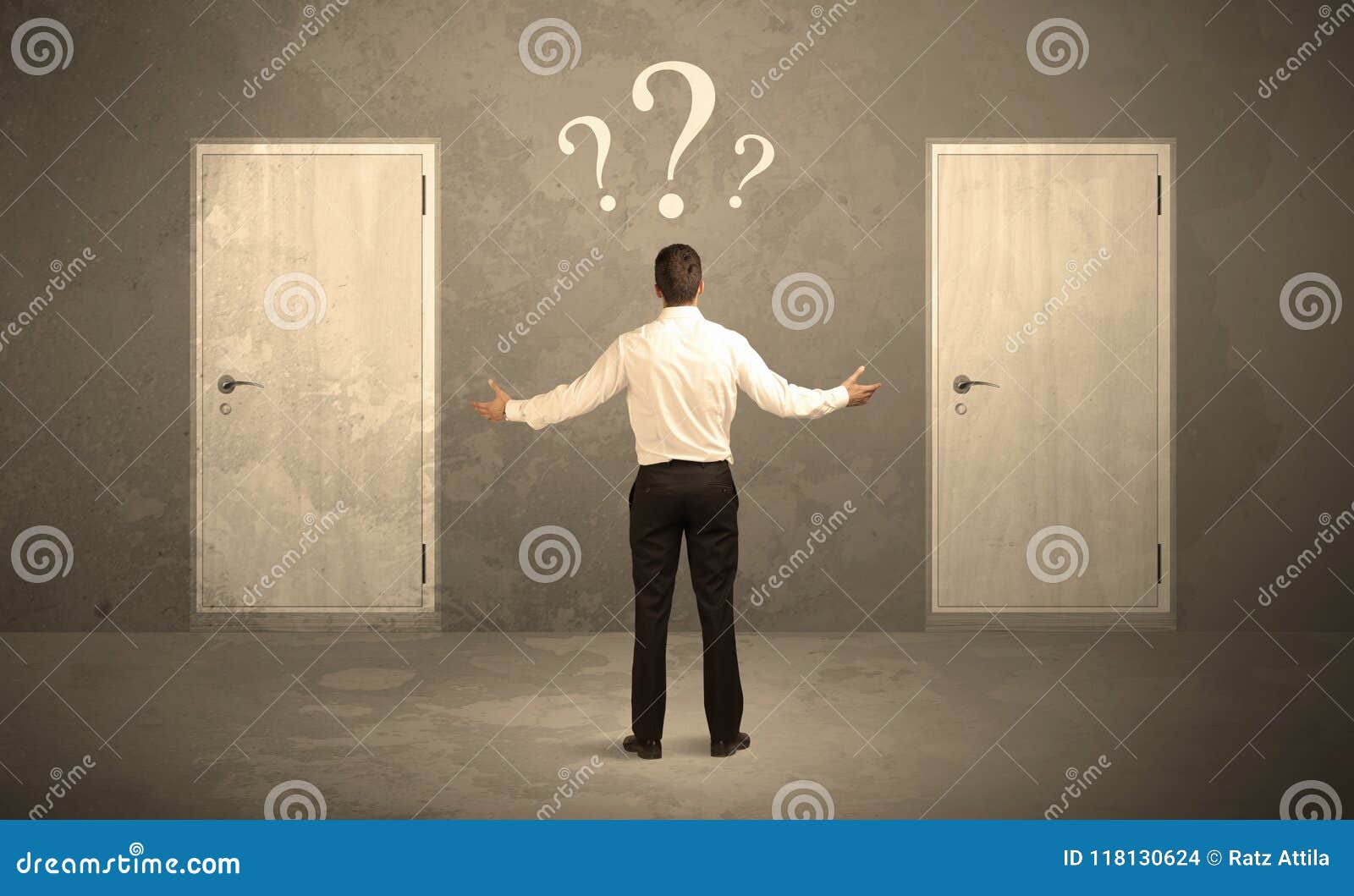 Businessman Standing in Front of Doors Stock Photo Image of concept