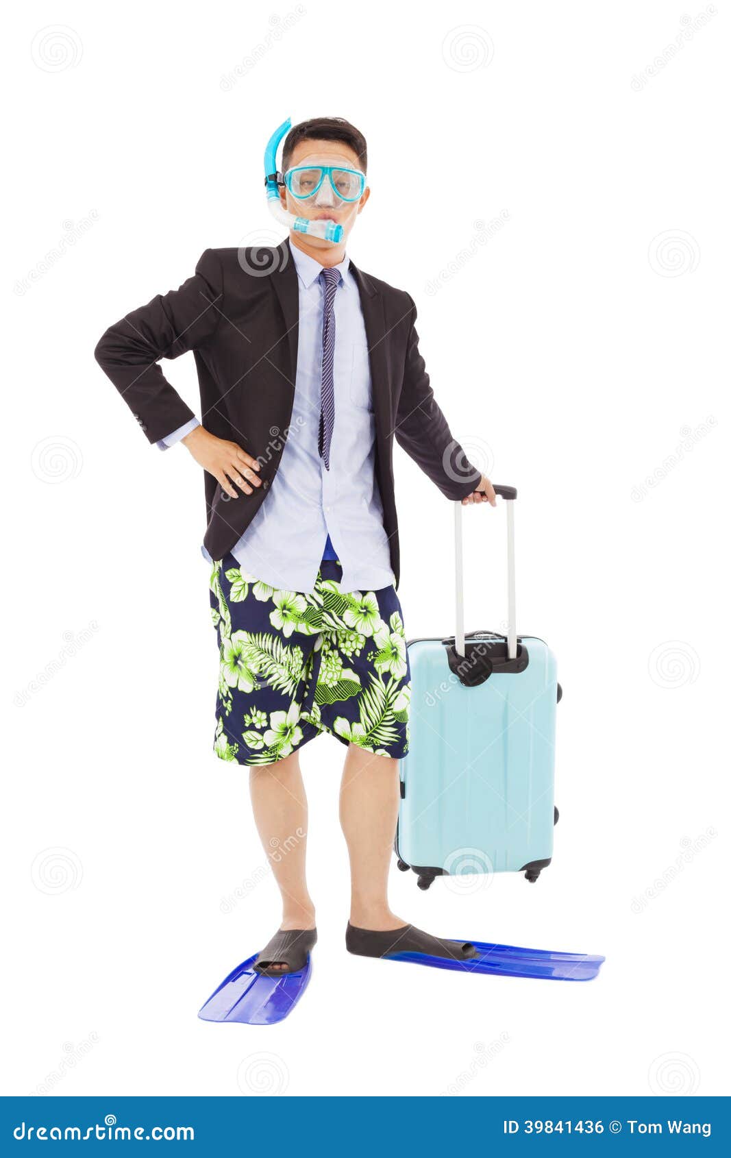 Businessman Standing and Holding a Baggage Stock Photo Image of