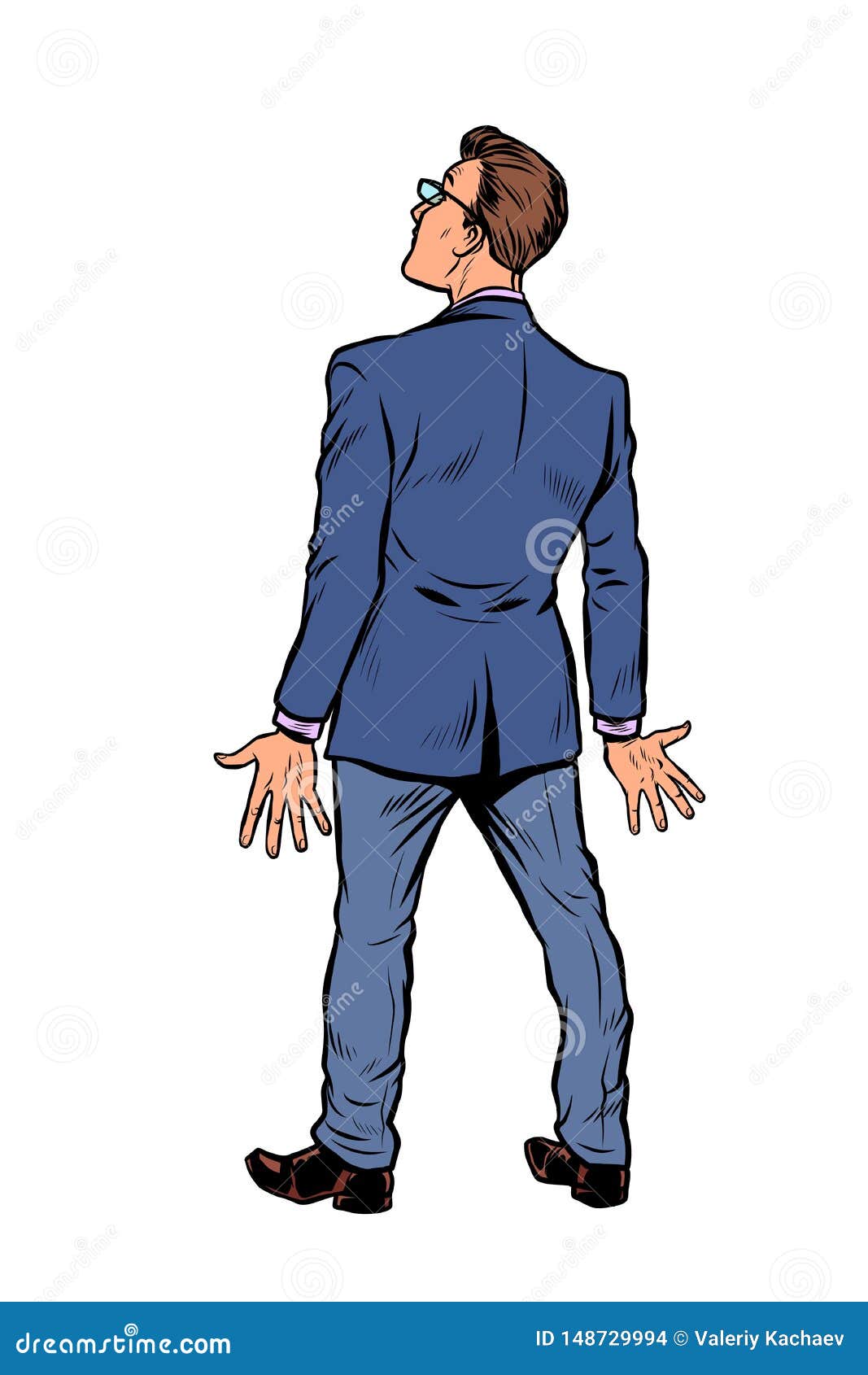 Businessman Stands Back Isolate on White Background Stock Vector ...