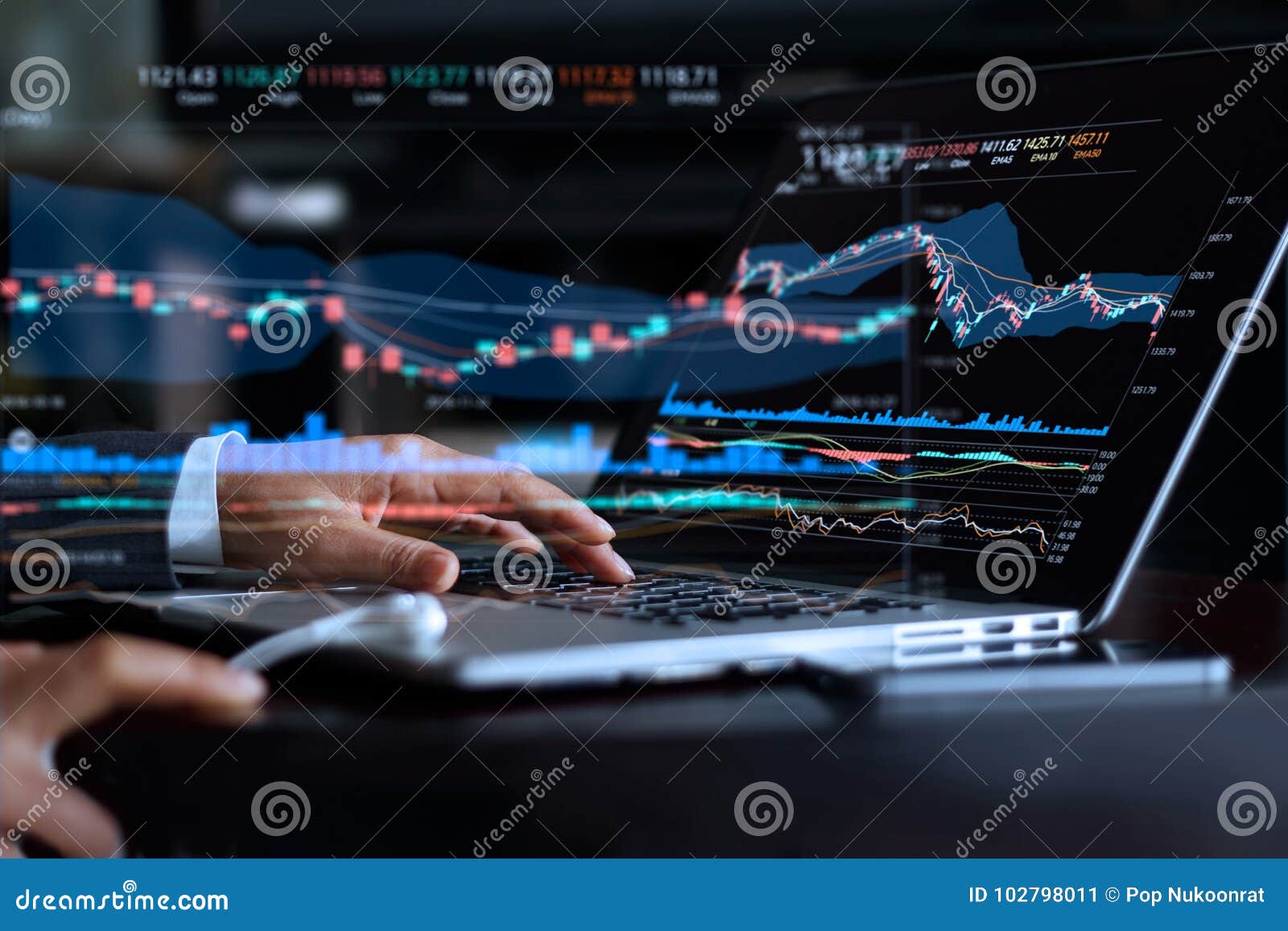 businessman with statistic graph of stock market financial