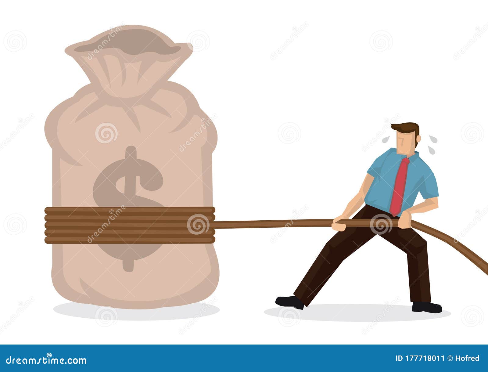 Businessman Struggle a Tug of War with a Bag of Money Stock Vector ...