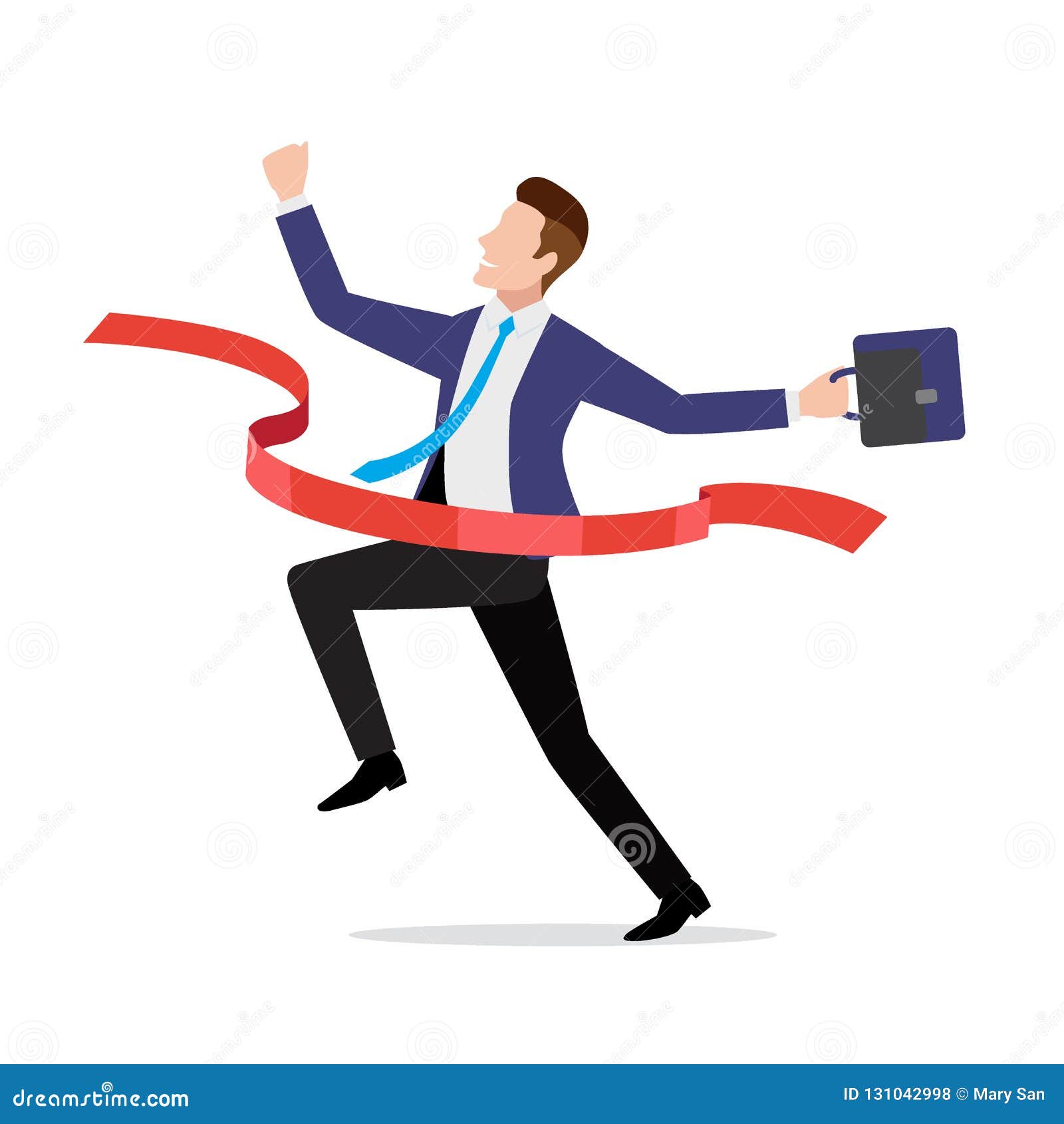 Businessman in Suit Crossing Red Finish Line Ribbon Stock Vector Businessman in Suit Crossing Red Finish Line Ribbon Stock Vector