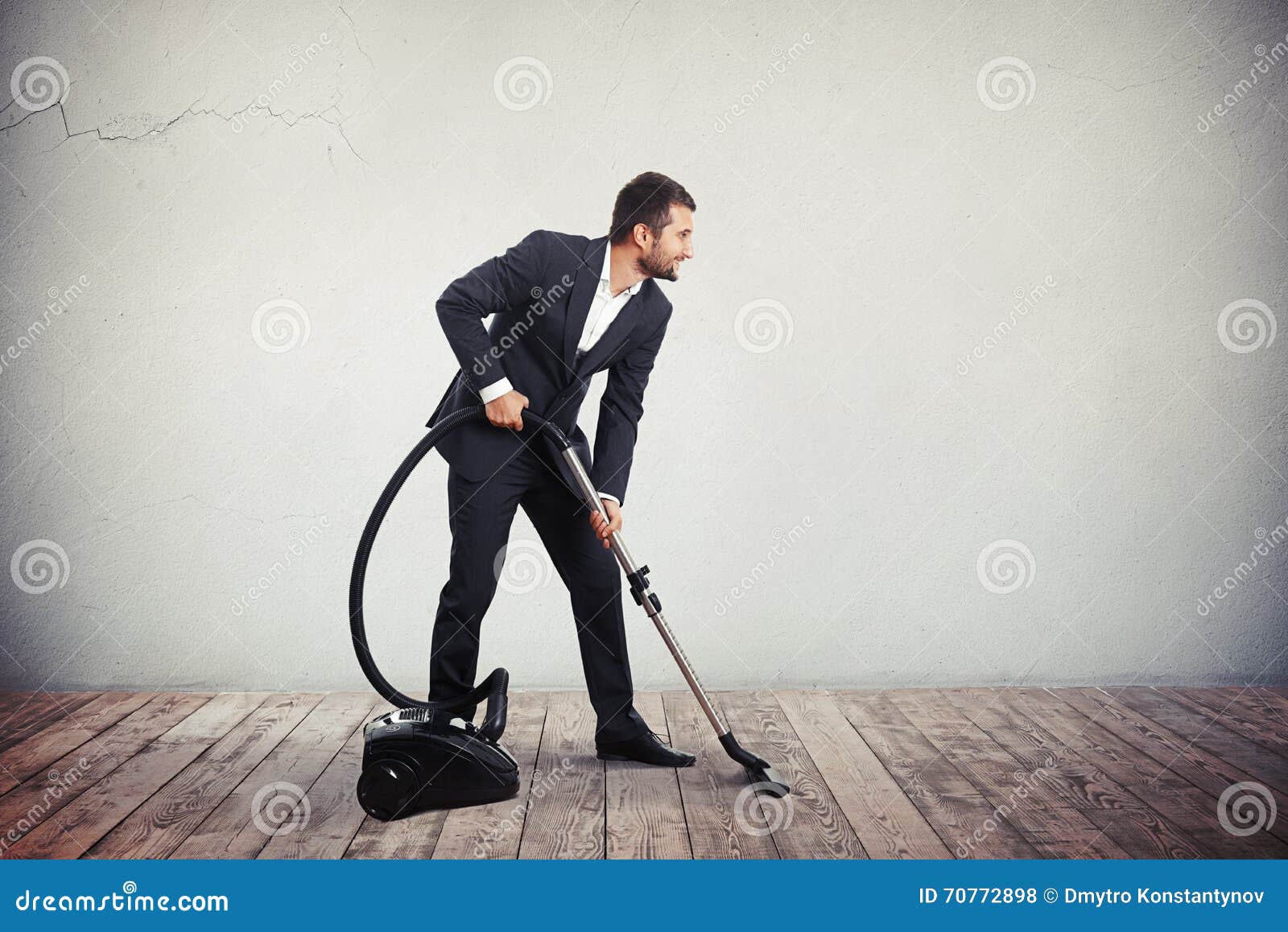 Businessman In Suit With Vacuum Cleaner Stock Photo Image Of