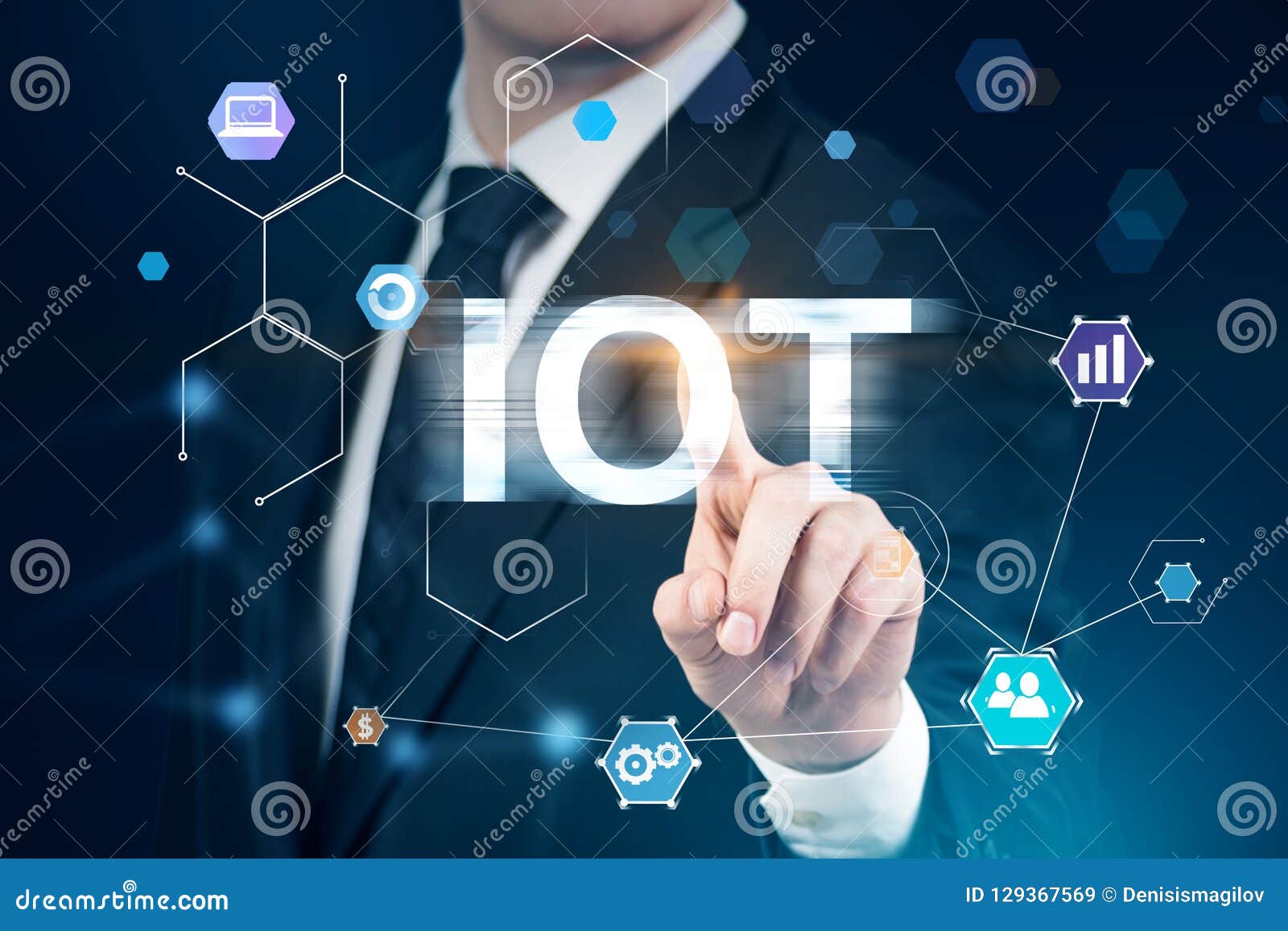 Businessman in Suite Using Iot Interface Stock Image - Image of icon ...