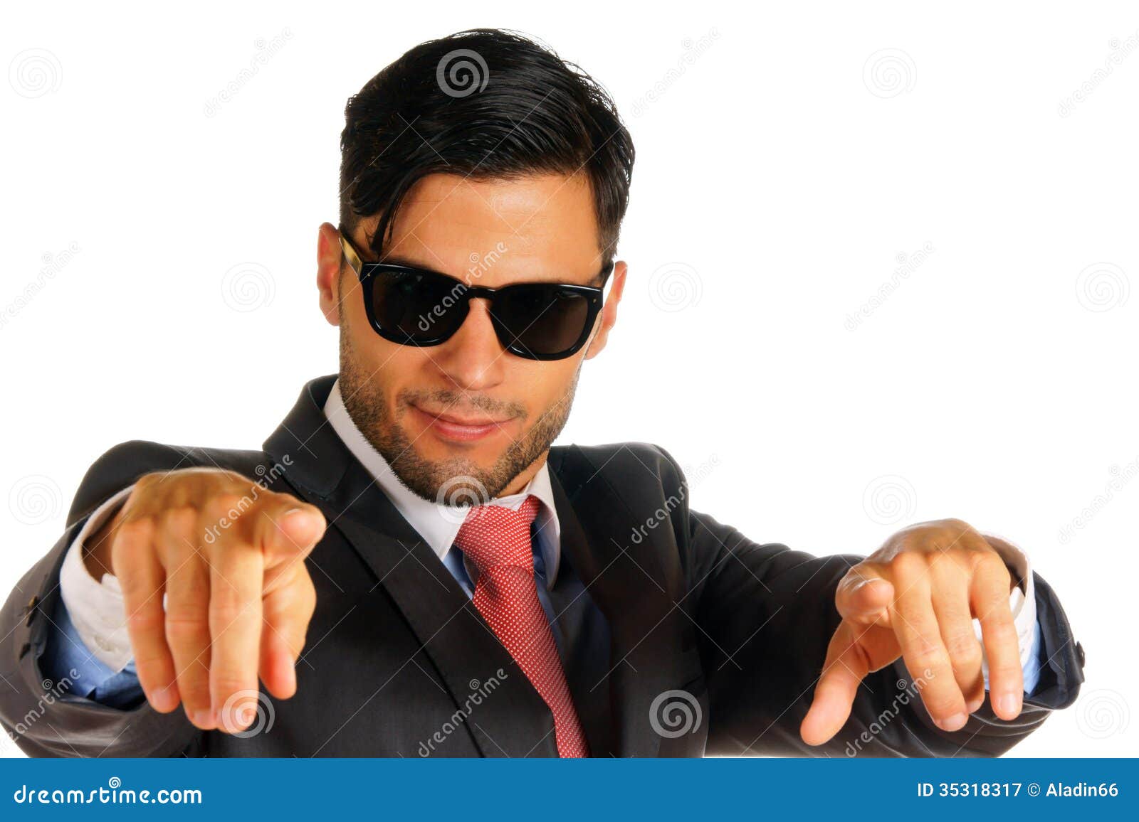 Businessman With Sunglasses Pointing Stock Image Image Of Copy Caucasian 35318317