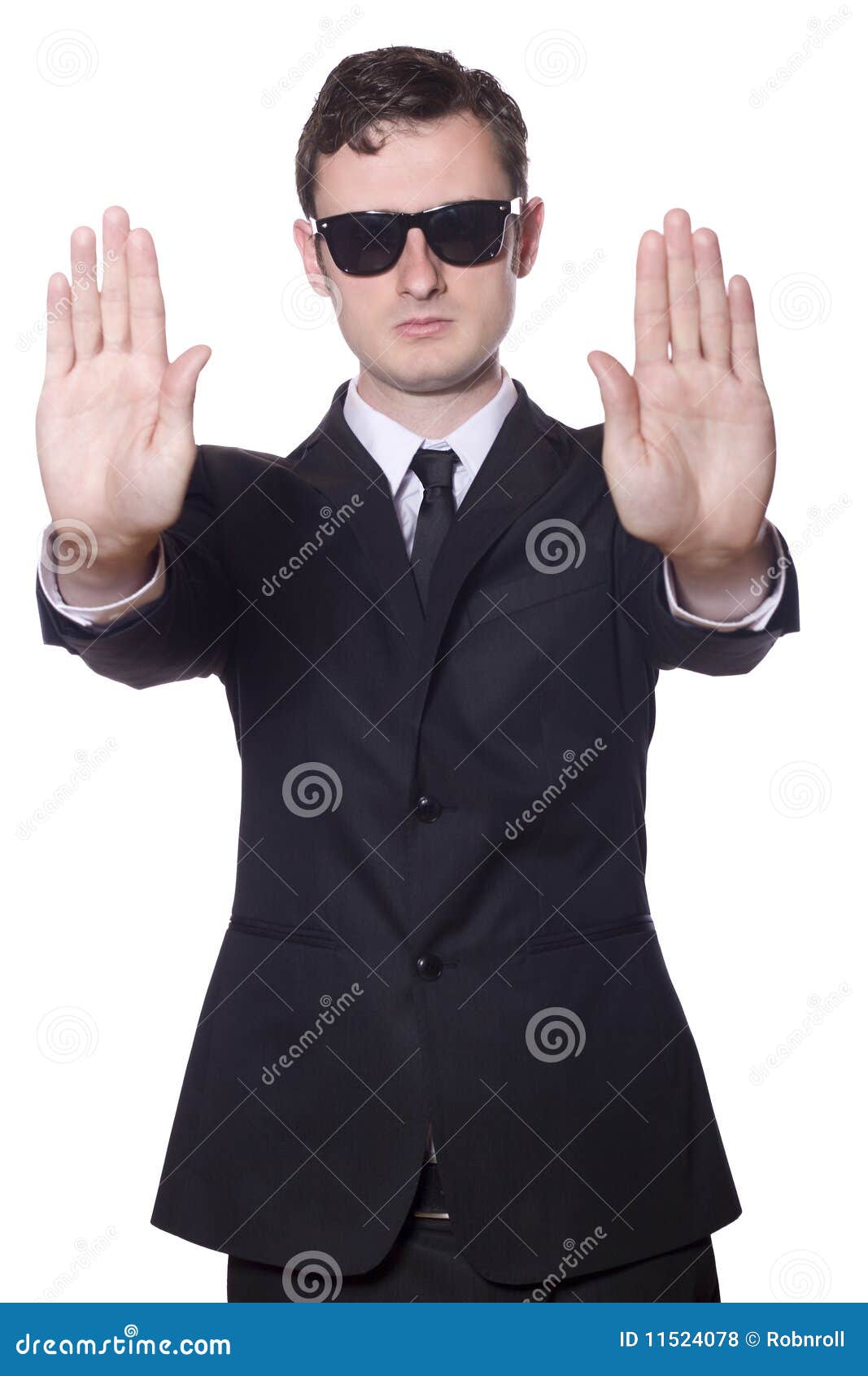 Businessman with Sunglasses Showing Stop Stock Photo Image of