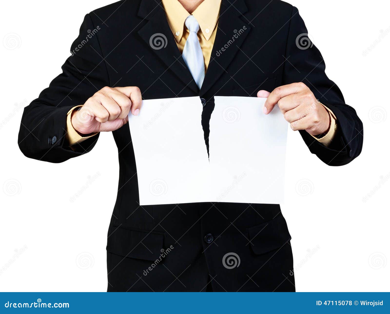businessman tear paper