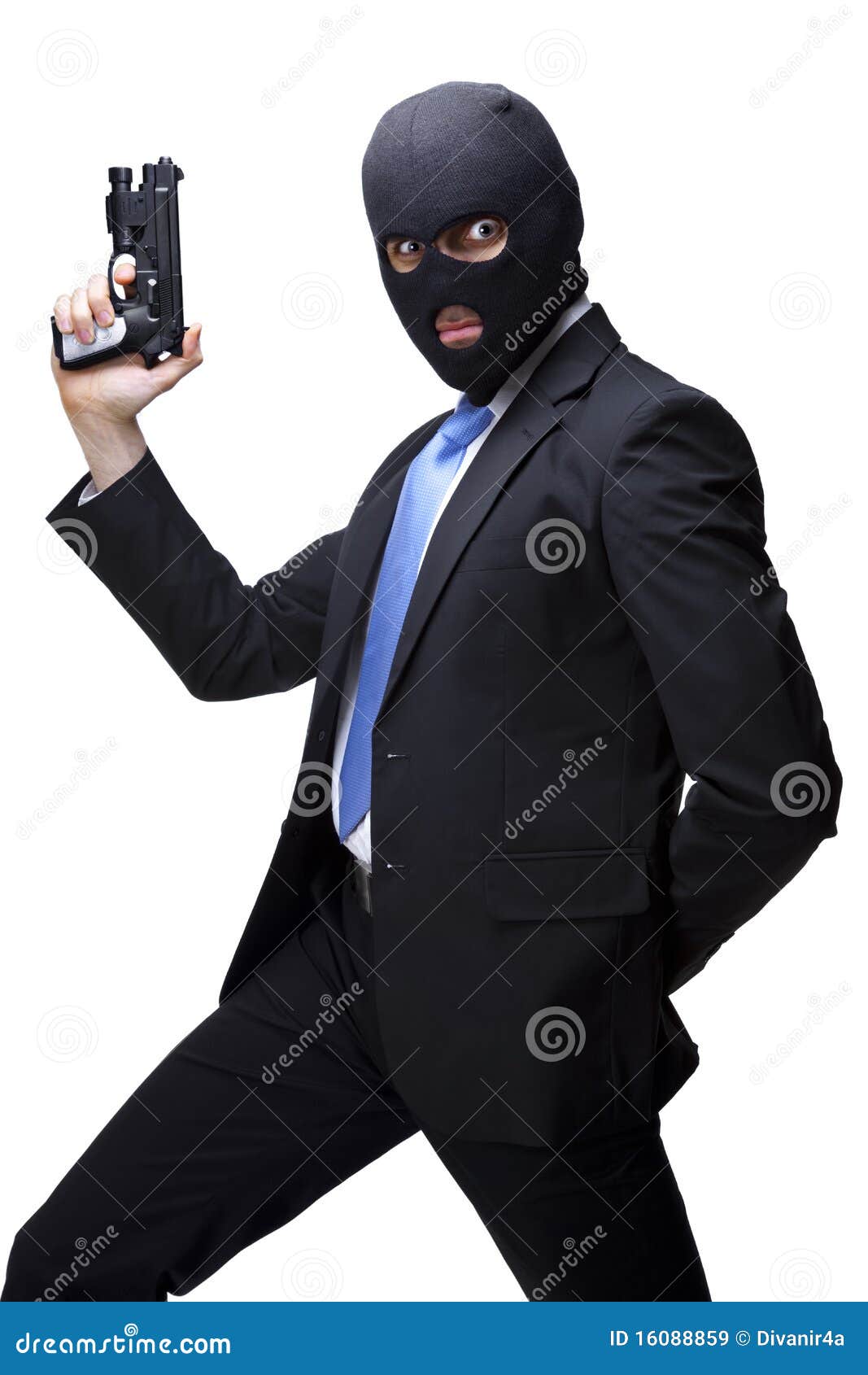 Businessman Thug With A Gun Stock Image - Image of disguised