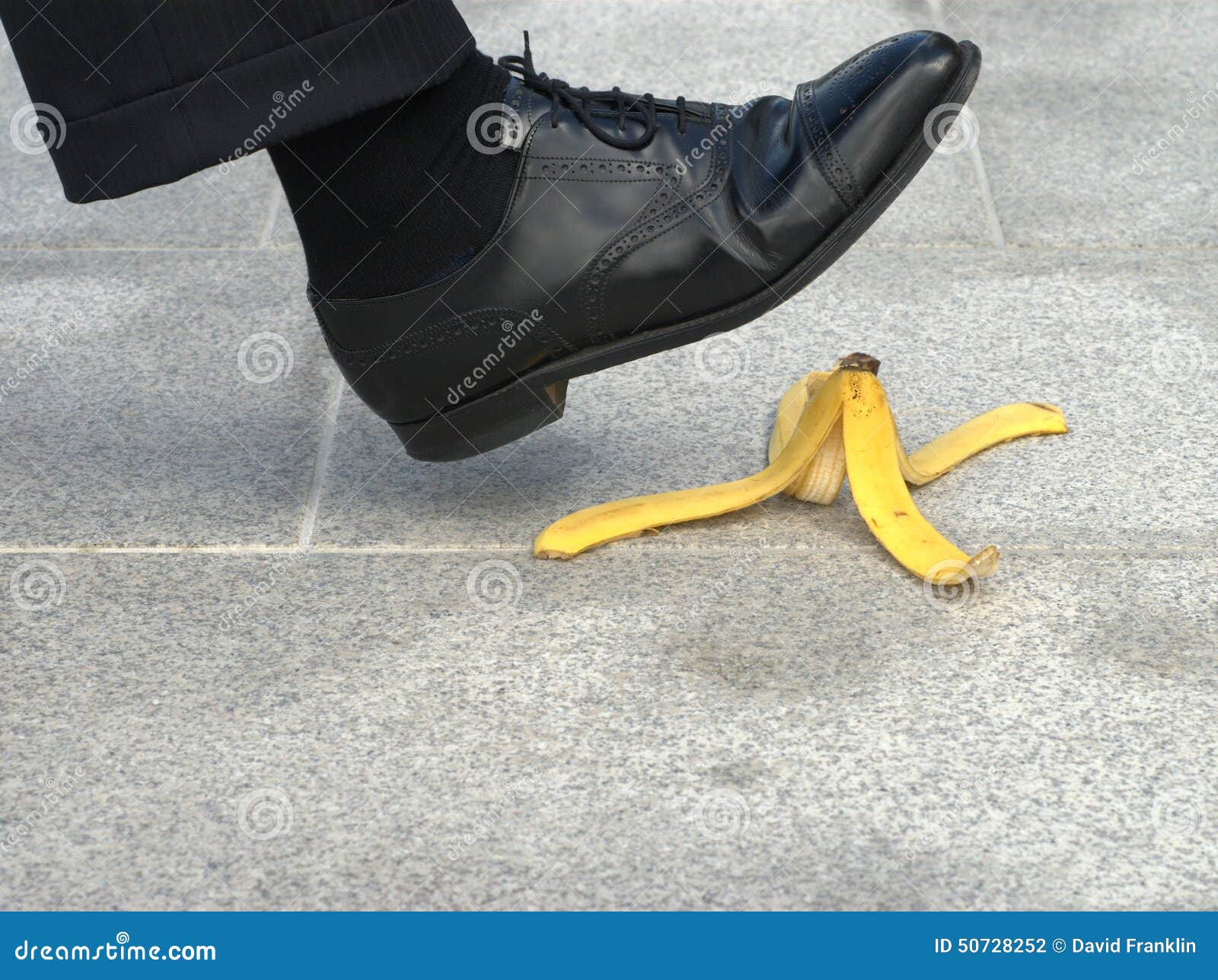 Businessman Stepping On Banana Skin, Work Accident, Banana Peel In ...