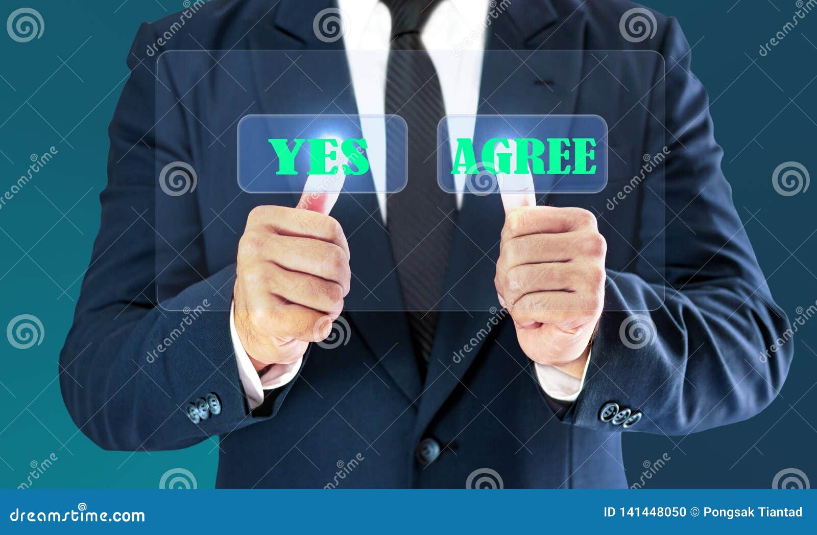 businessman touching check virtual button. concept of business decision yes and agree