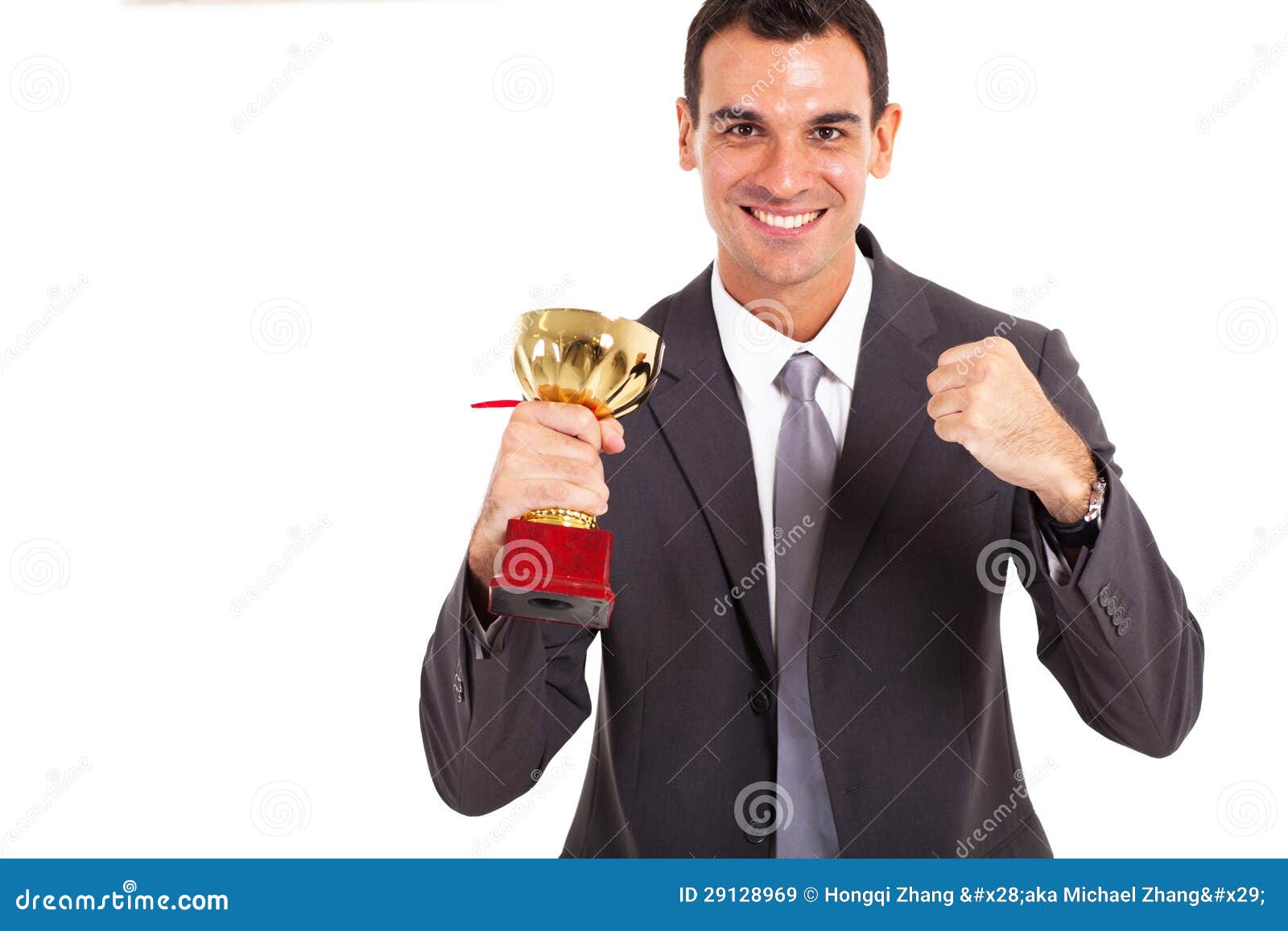 Businessman with trophy stock image. Image of elegance - 29128969