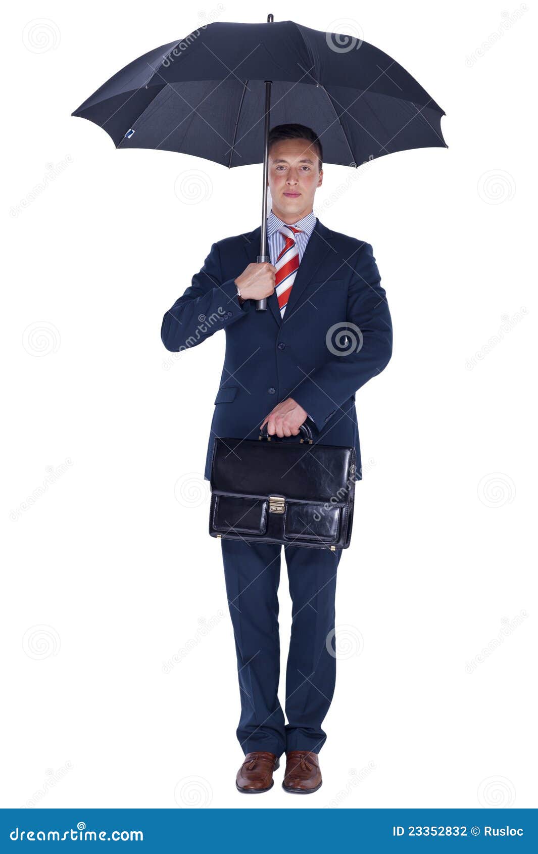 Businessman Under Umbrella with a Briefcase Stock Photo Image of suit, partner 23352832