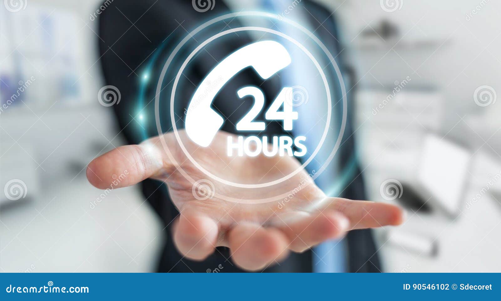 Businessman Using Hotline Customer Assistance 3D Rendering Stock Illustration Illustration of