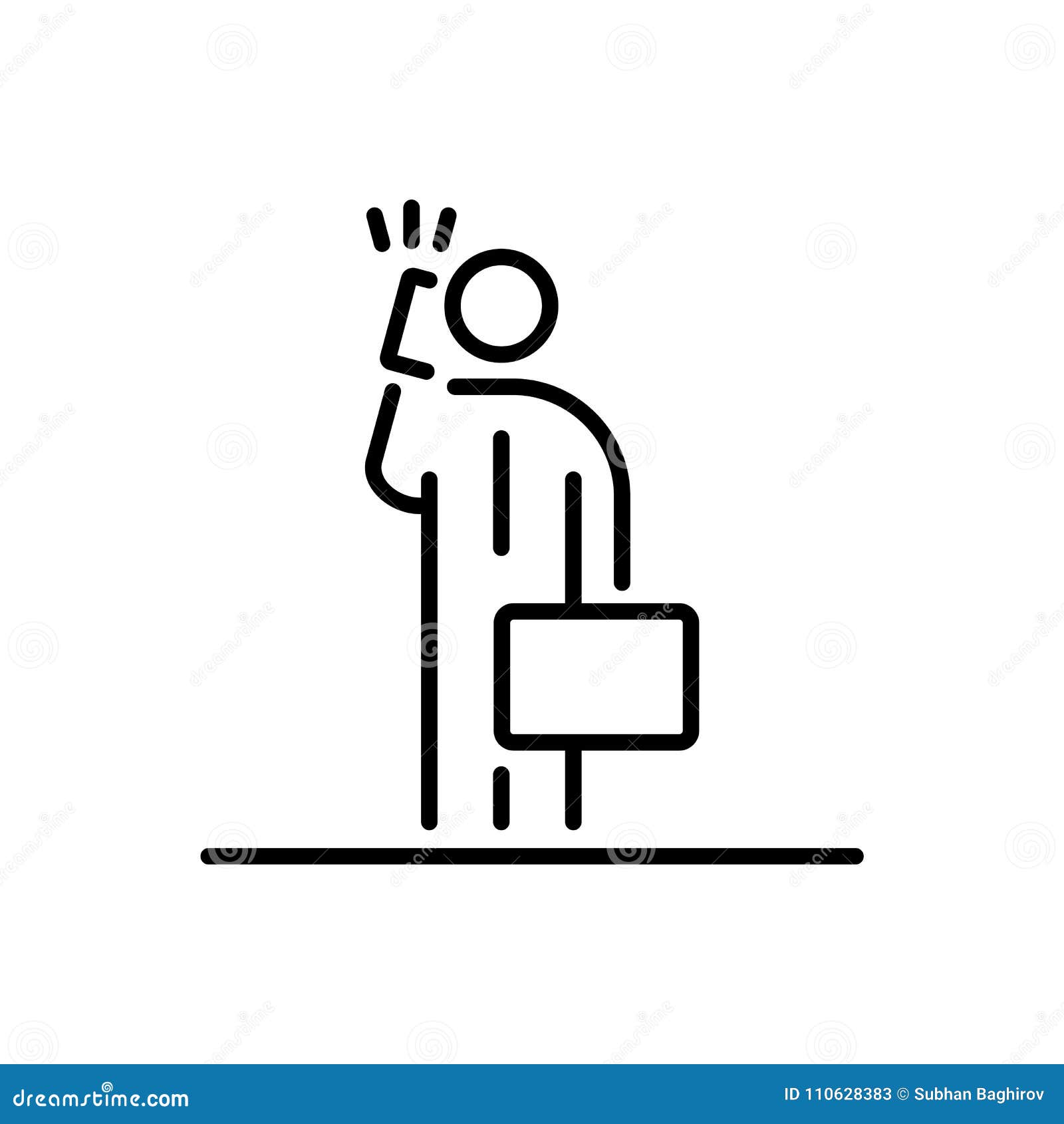 Businessman Using Smartphone Icon Ui People Simple Line Flat