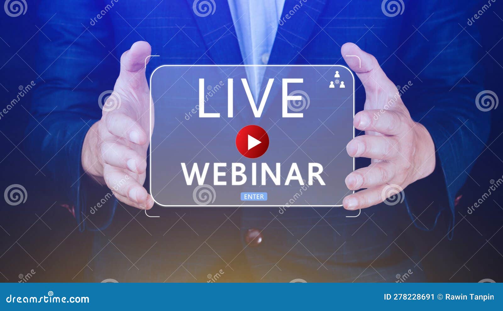 businessman using with webinar e-business browsing connection, online technology webcast, online education