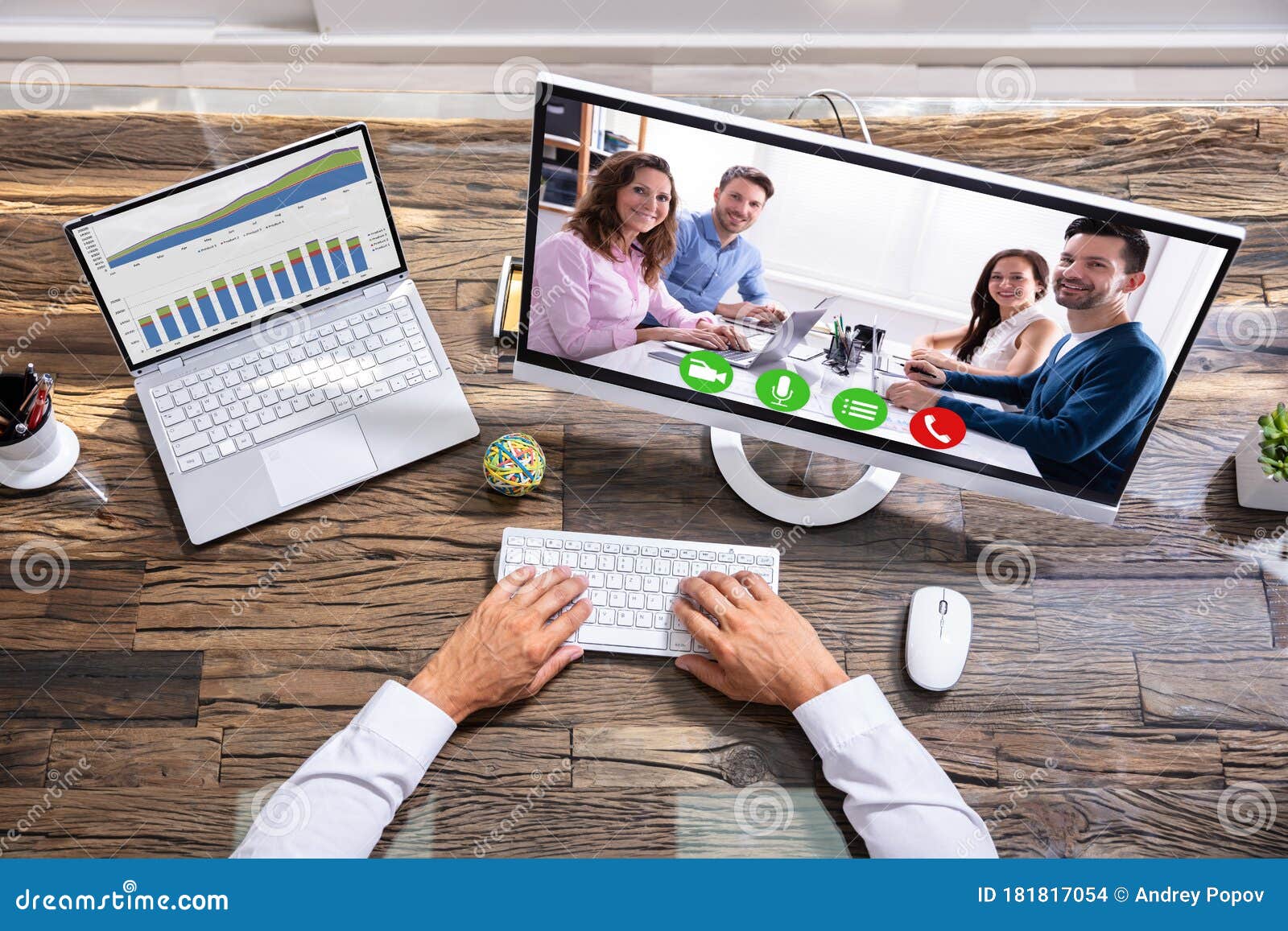 Businessman in Video Conference Stock Photo - Image of online, laptop