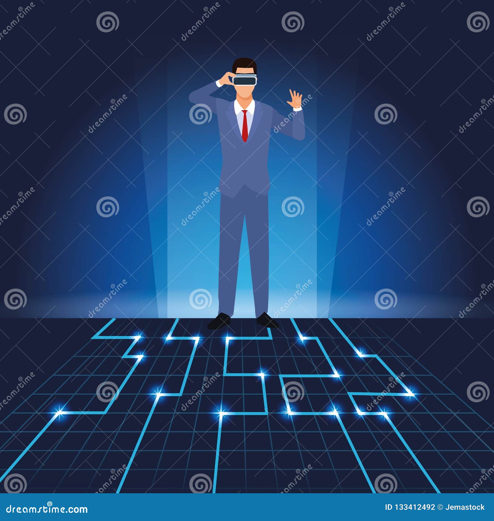 businessman with virtual glasses