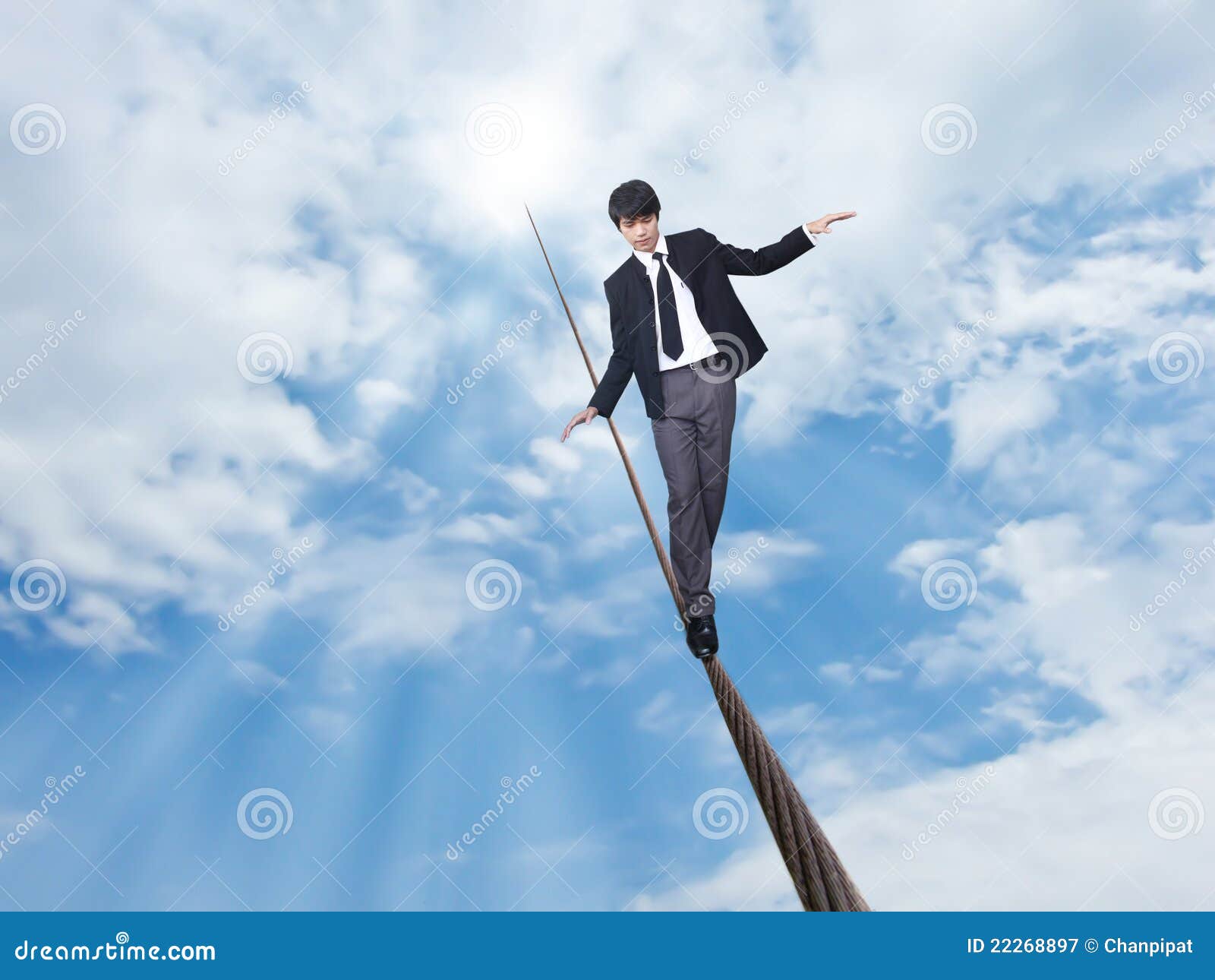 Businessman Walking on Rope Stock Image Image of male, employee 22268897
