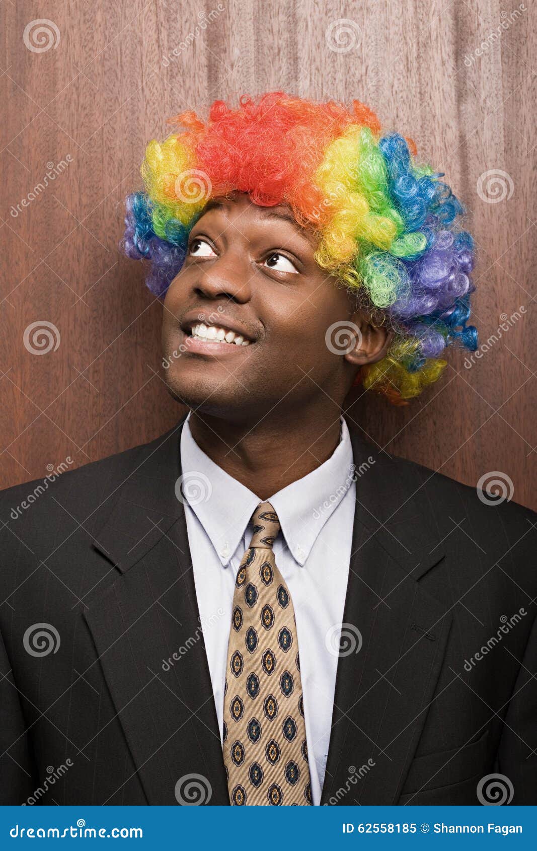 Businessman Wearing Clowns Wig Stock Image Image of colored, clown