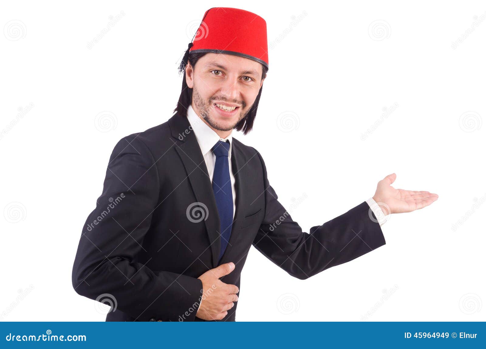 Businessman Wearing Fez Hat Isolated Stock Image Image of aladdin