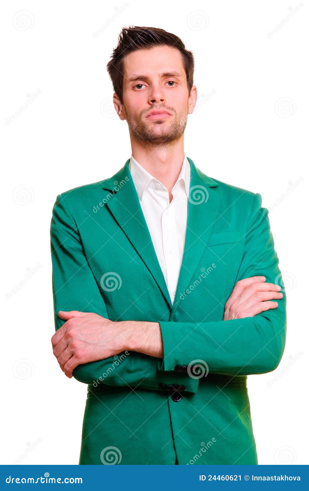 Businessman in a White Shirt and Green Jacket Stock Image Image of