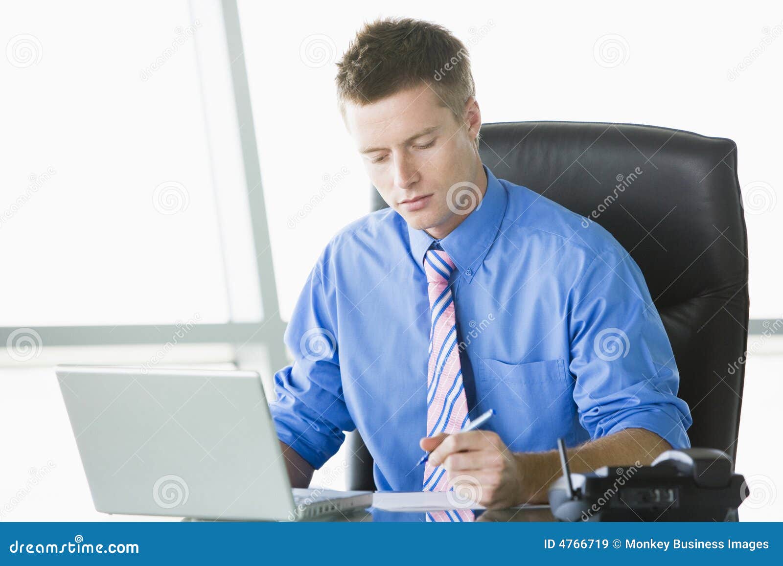 Businessman Working at Desk Stock Image Image of people, horizontal