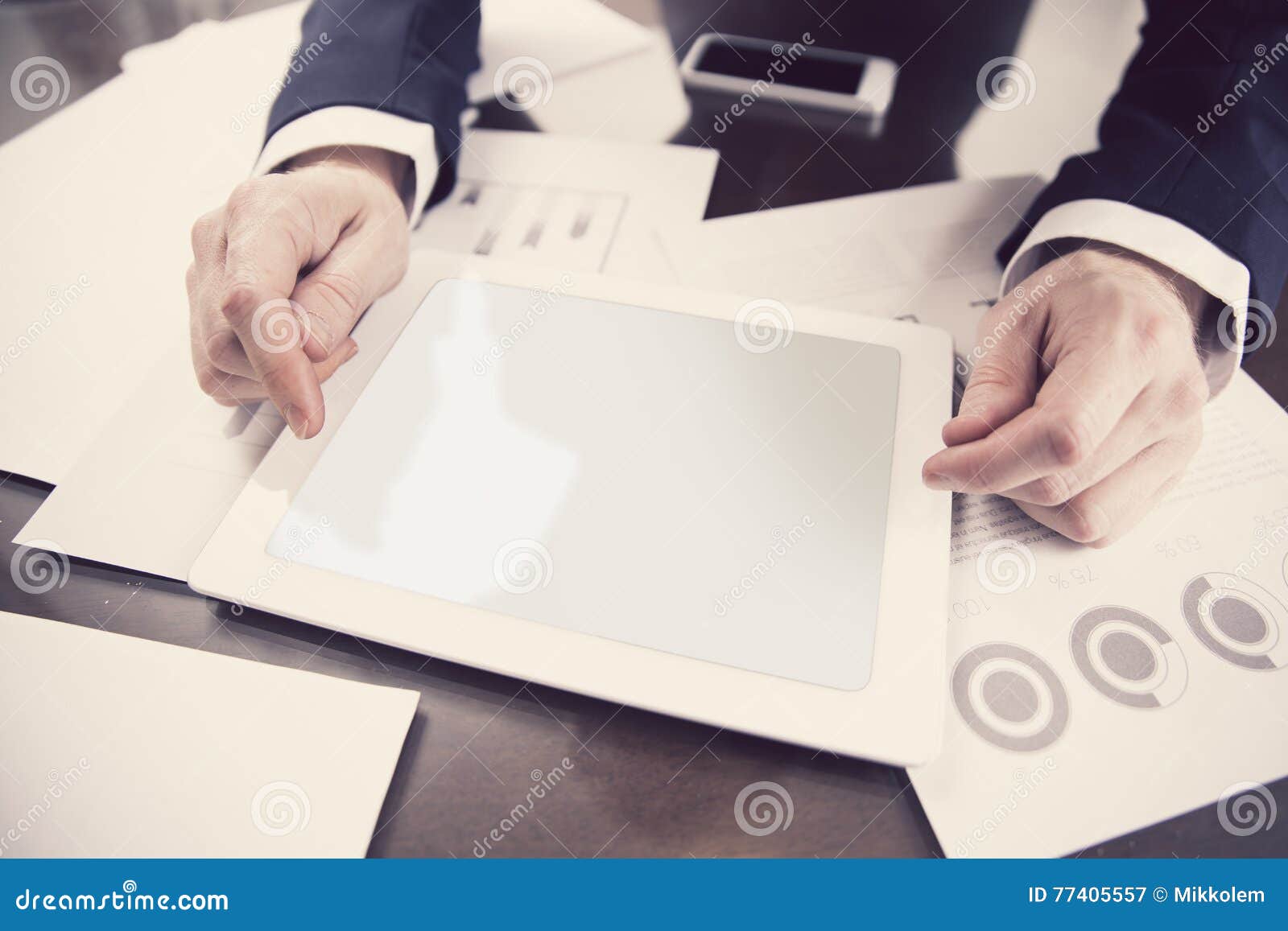 Businessman Working with Digital Tablet at Office Stock Image Image