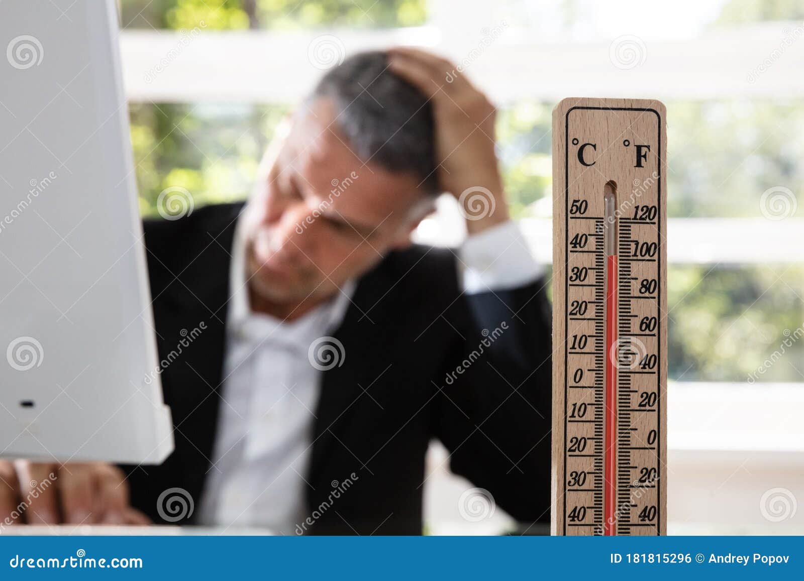 Businessman Working during Hot Weather Stock Photo Image of person