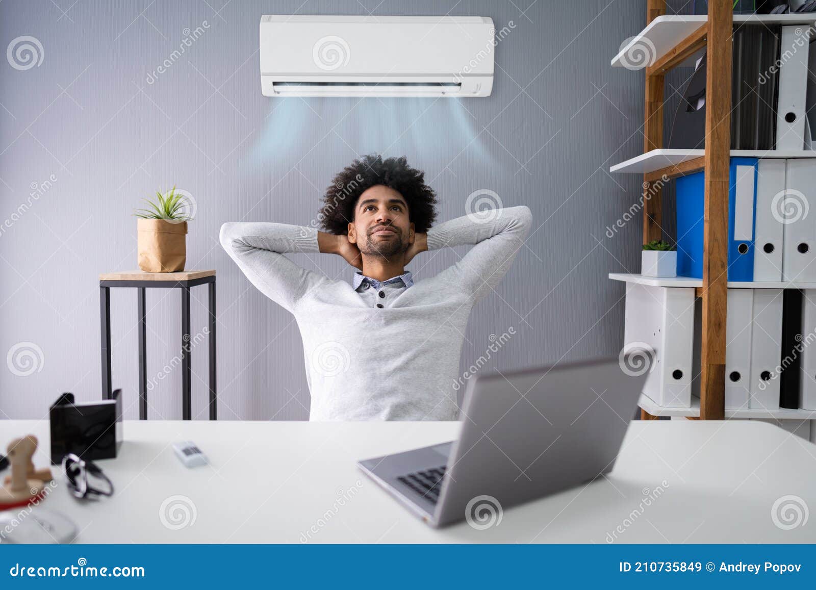 Businessman Working in Office with Air Conditioning Stock Image Image of breeze,