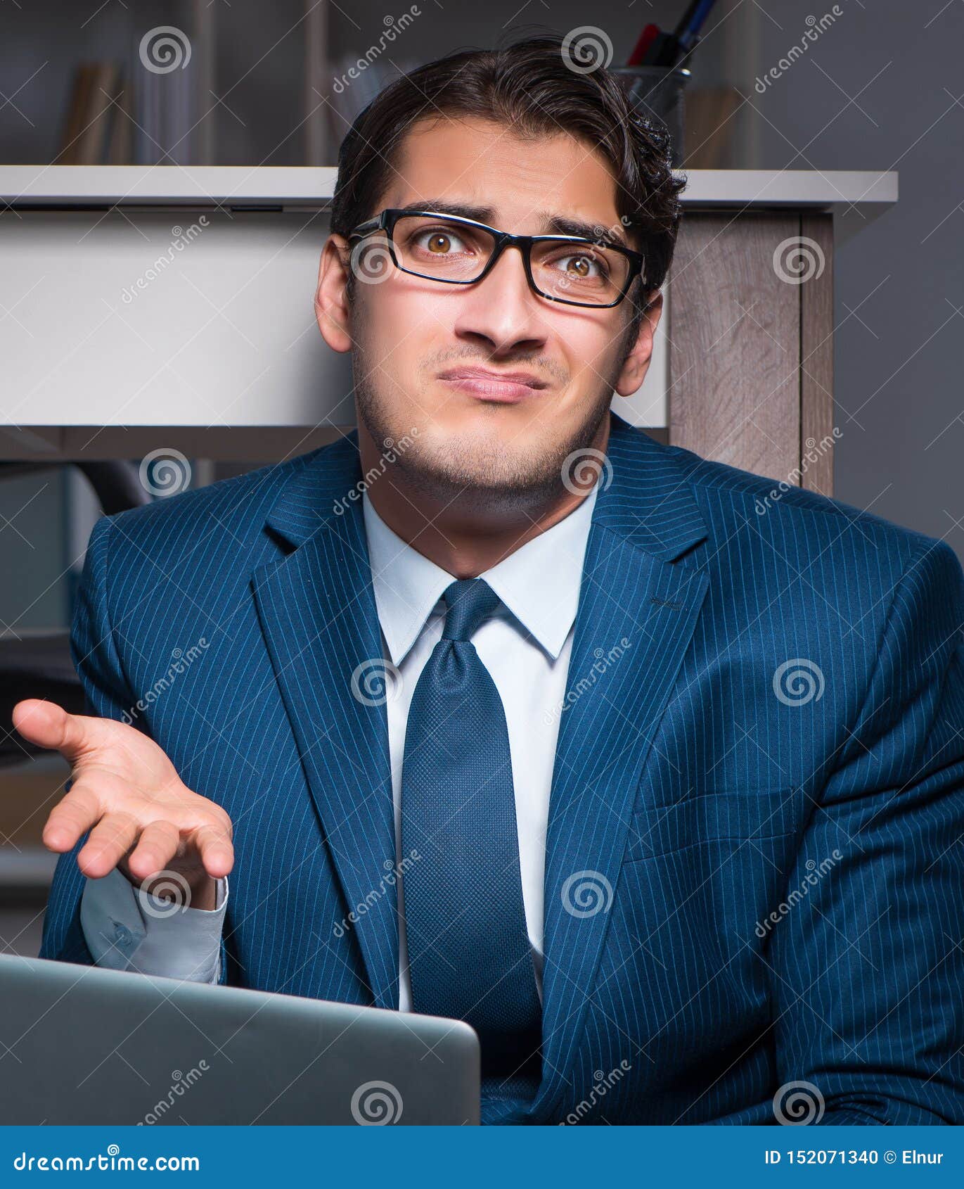 Businessman Working Overtime Long Hours Late in Office Stock Photo ...