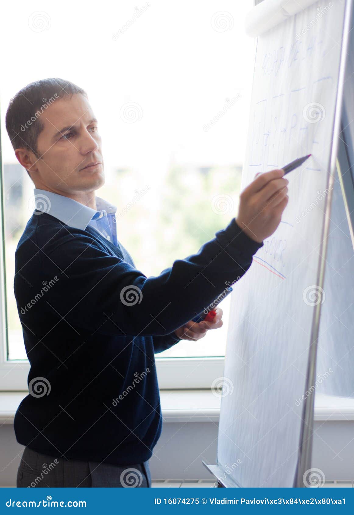 businessman write on whiteboard