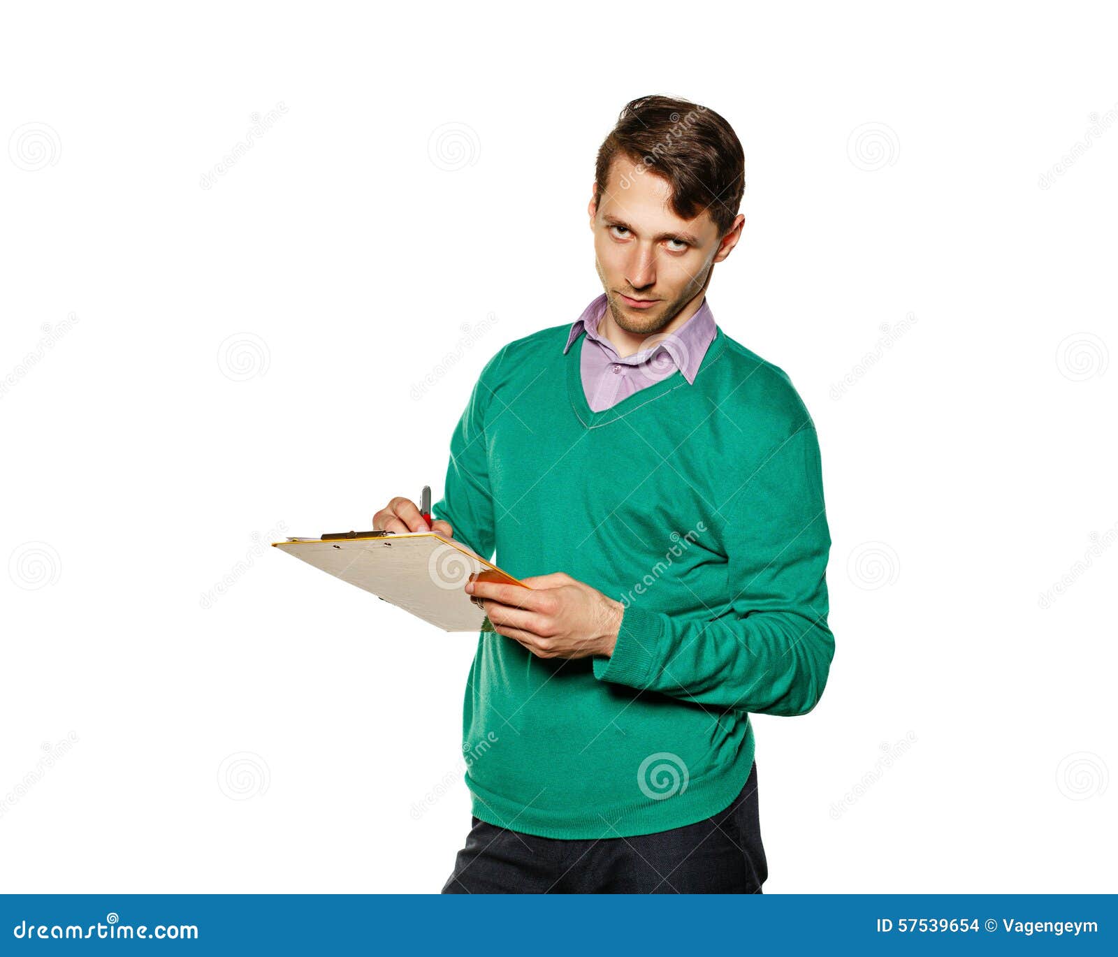 Businessman Writing in a Checklist. Stock Photo Image of business
