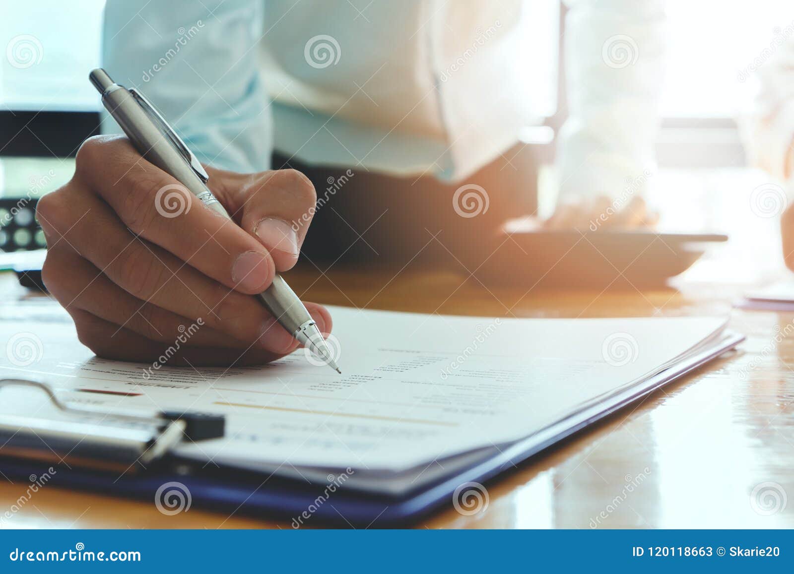 Businessman Writing or Pointing on Report Paper. Stock Image - Image of ...