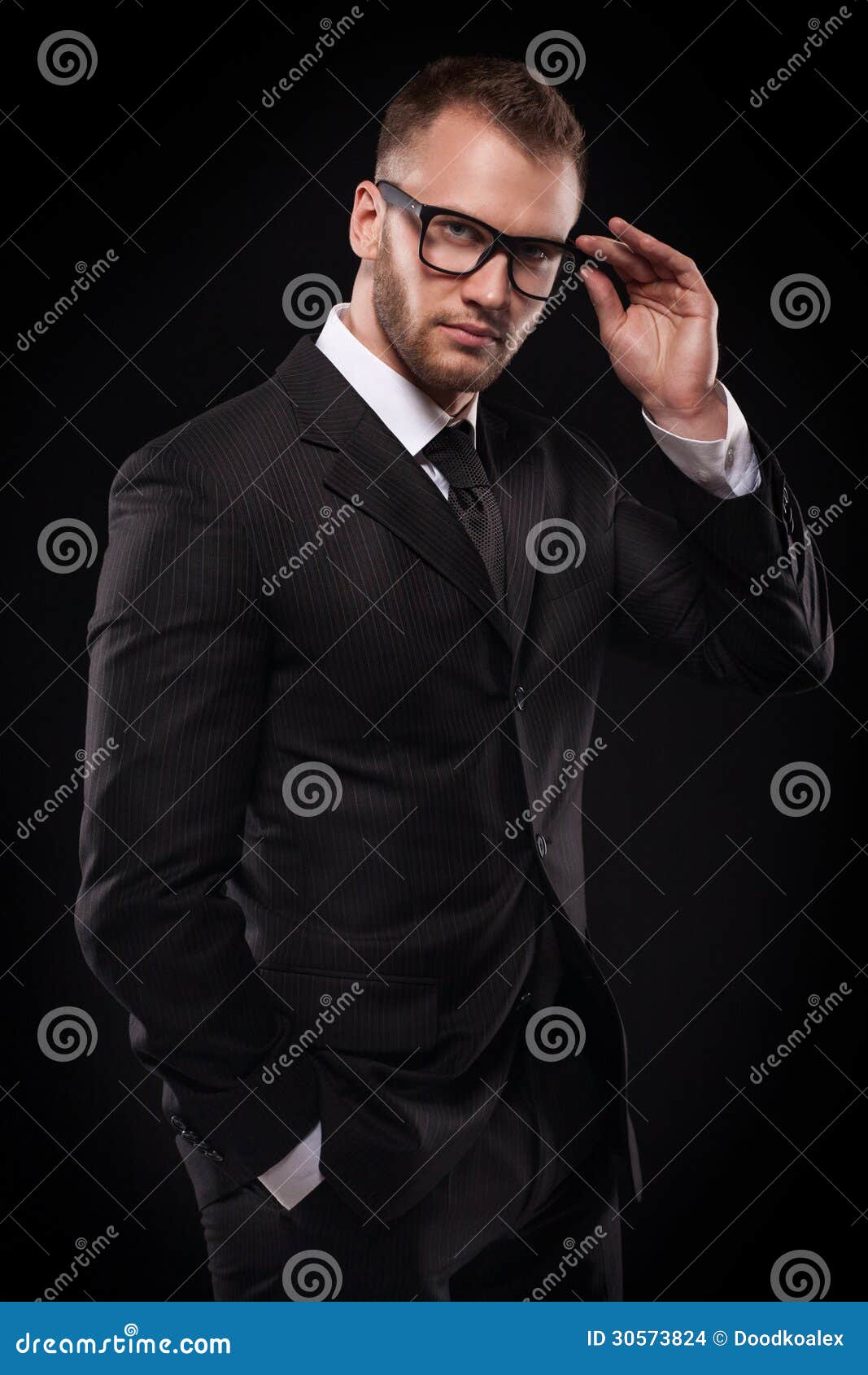 Businessmanman In Black Suit And Glasses Stock Photo - Image of ...