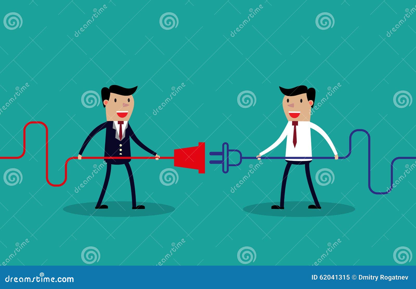 Businessmen Connect Connectors. Stock Vector Illustration of
