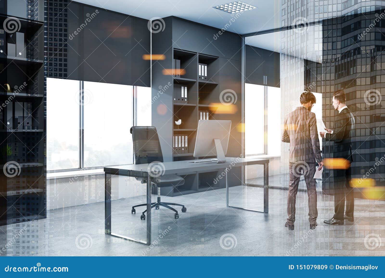 Businessmen In Gray Manager Office Corner Stock Image Image Of