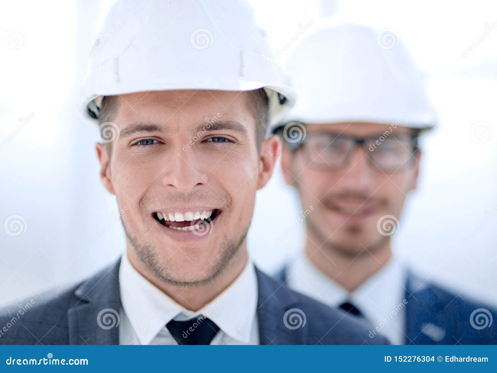 Businessmen in Hard Hats Closeup Stock Photo Image of cheerful