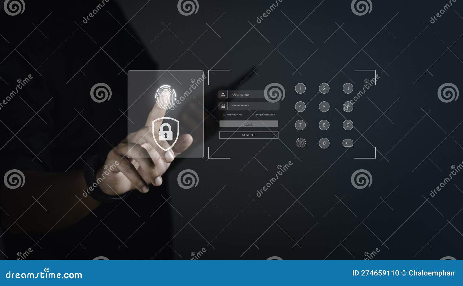 Businessmen is Scanning Fingerprint and Biometric Authentication ... Circuit Diagram