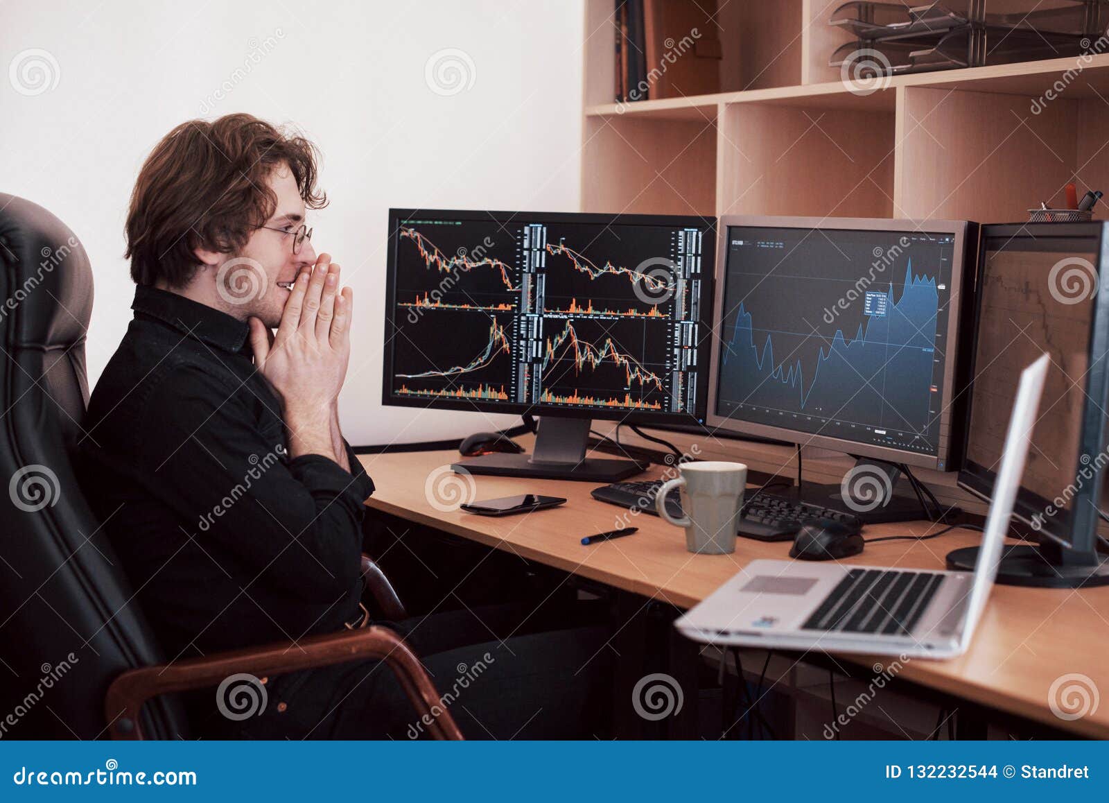 Businessmen Trading Stocks Online Stock Broker Looking At Graphs