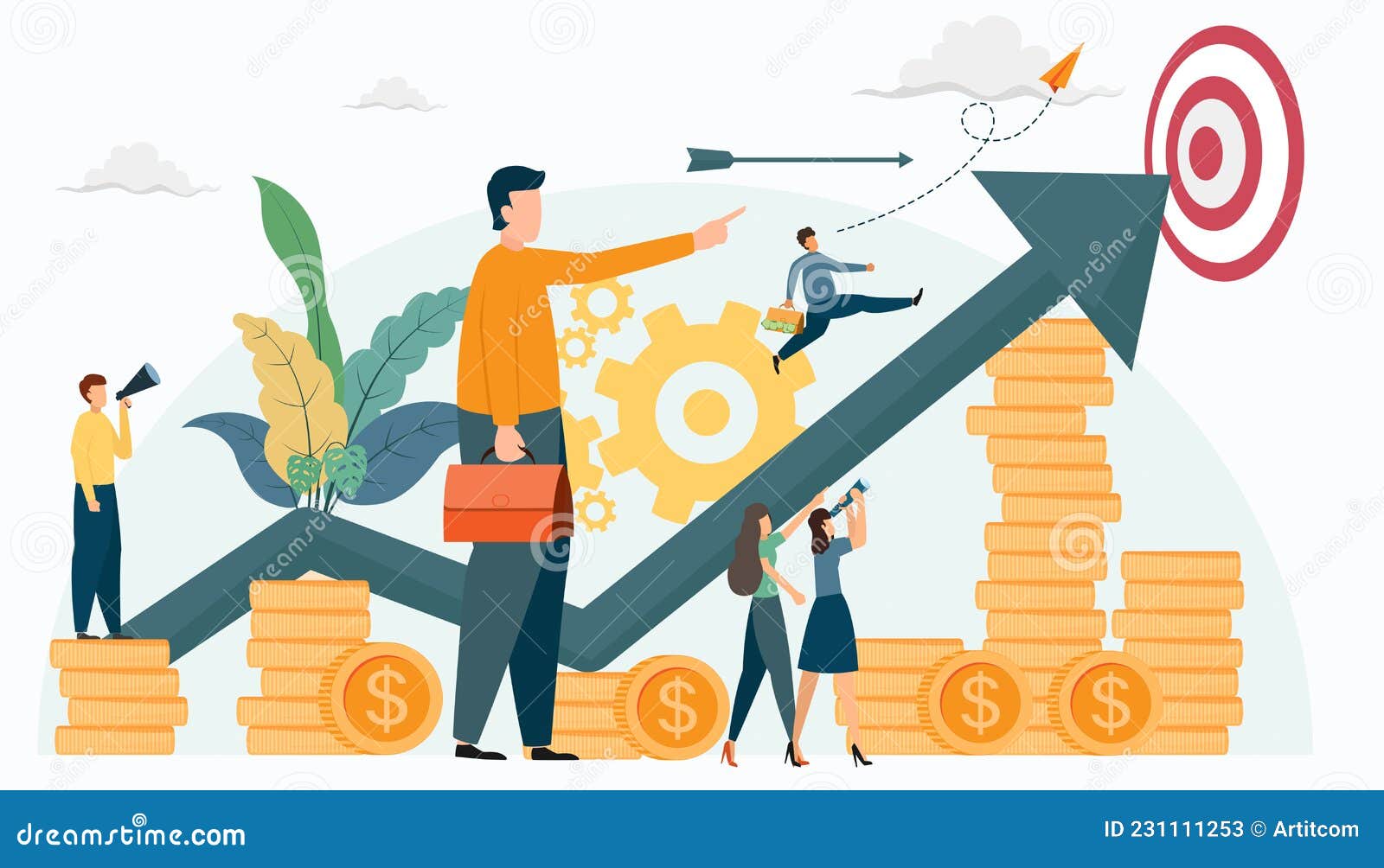 Businesspeople are Analysis Growth Graph Vector Illustration ...