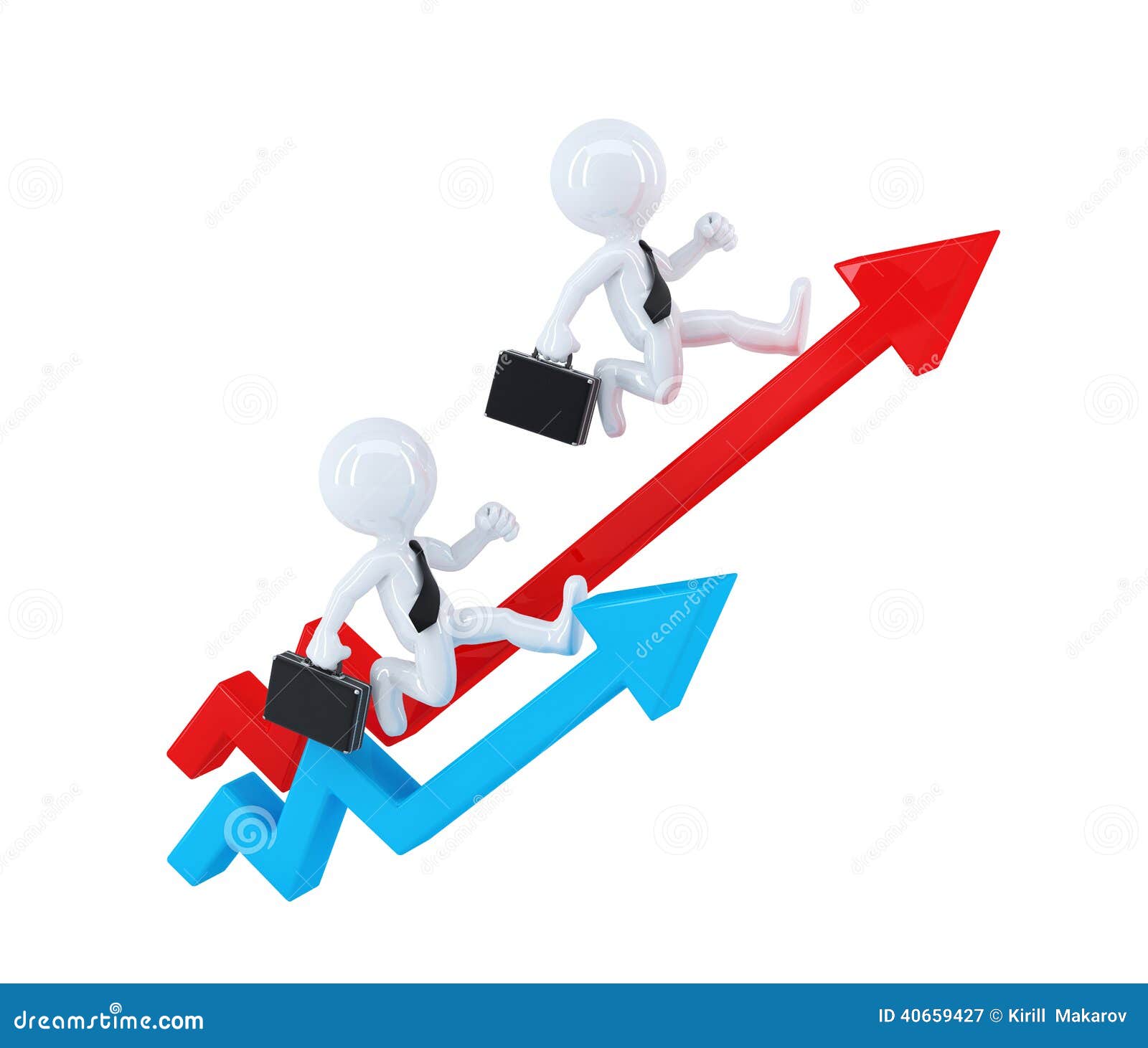 businesspeople running over graph arrows. business concept. . contains clipping path