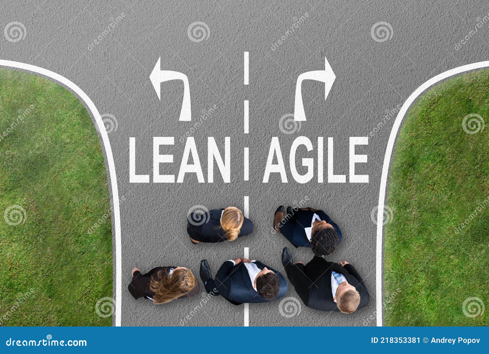 businesspeople standing making lean and agile choice