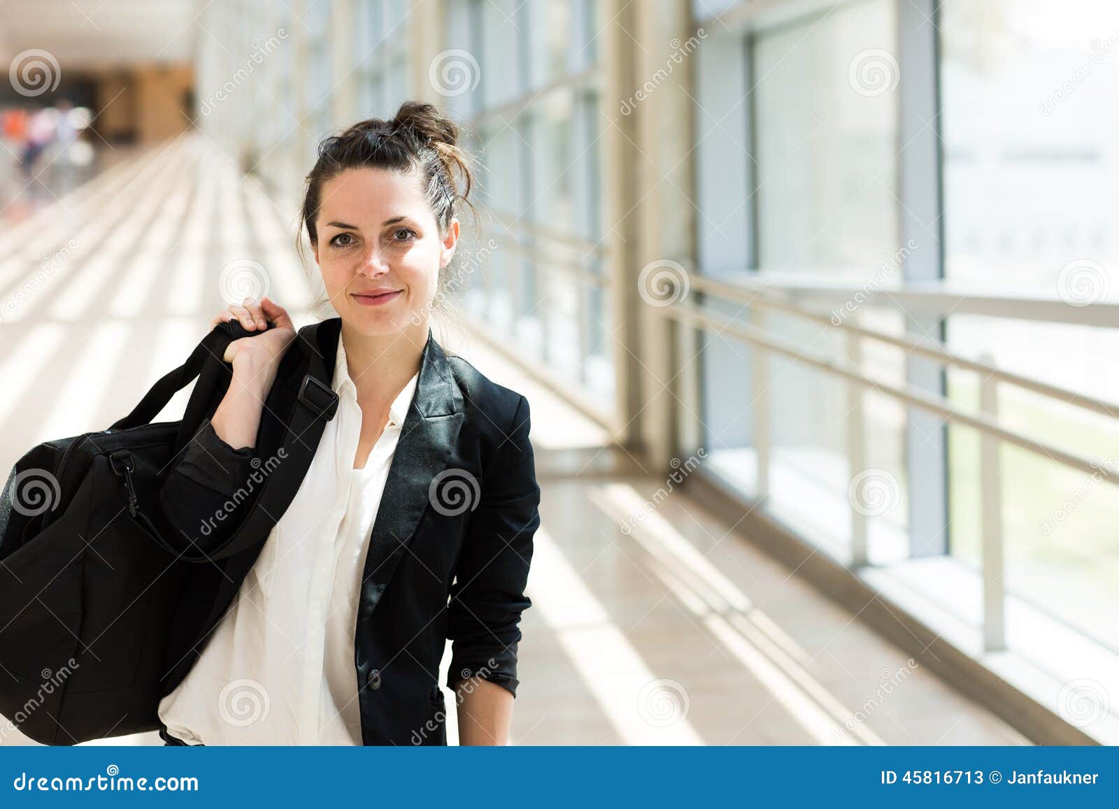 Businesswoman in the Airport Stock Image - Image of girl, businesswoman ...