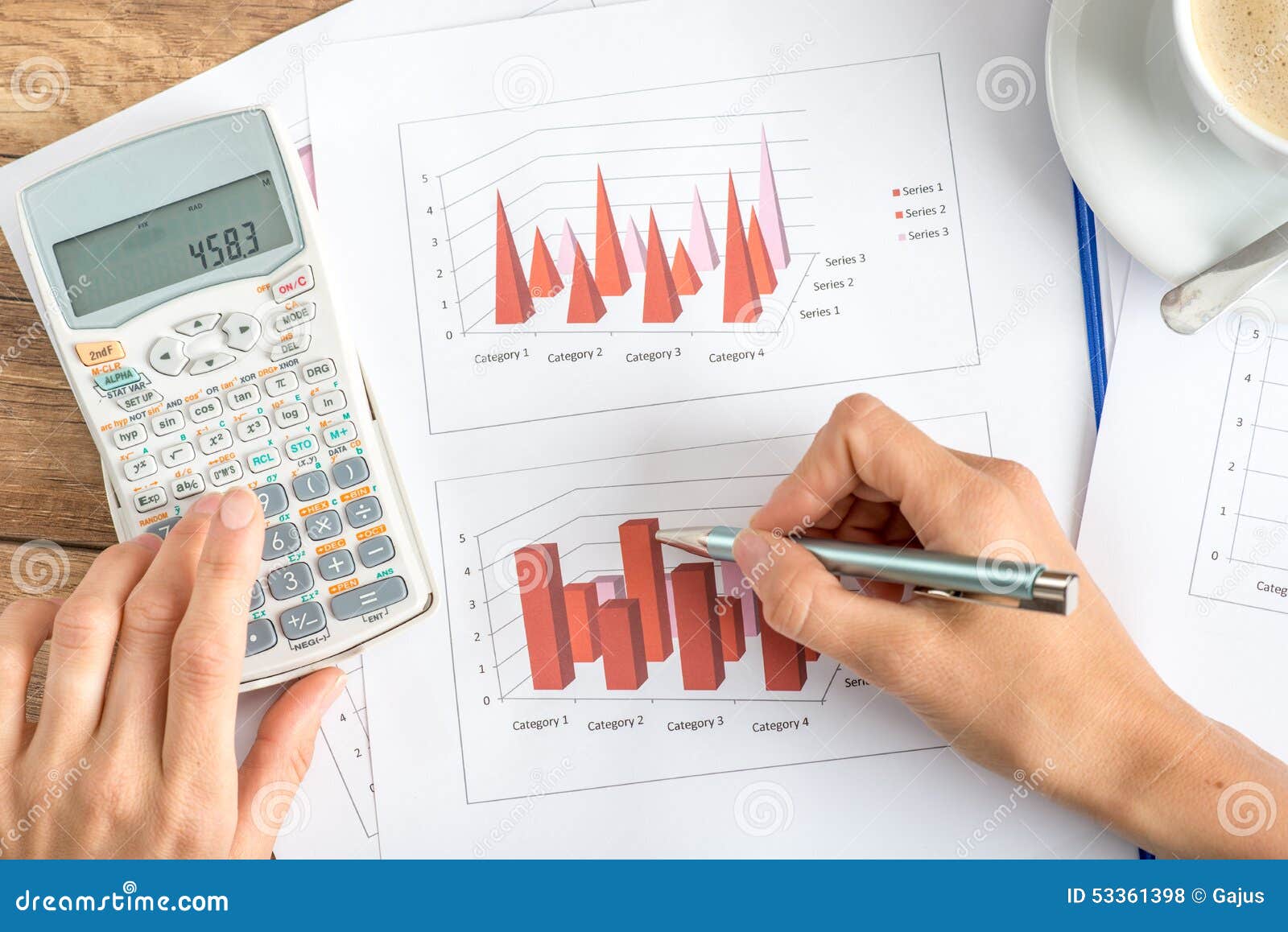 businesswoman analysing statistical graphs