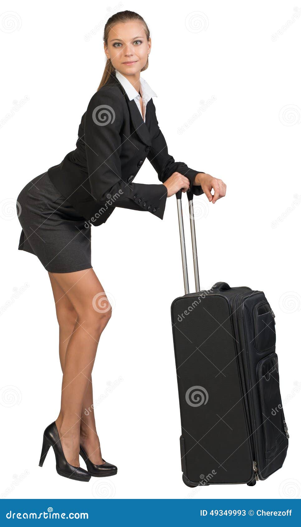 Businesswoman Bending Forward Leaning on Extended Stock Image - Image ...