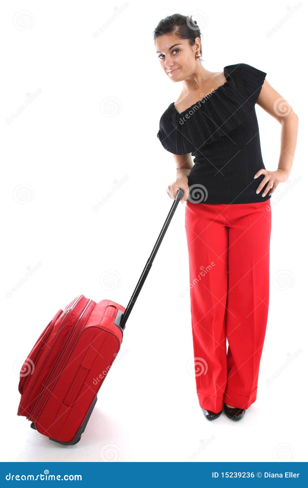 Businesswoman with Big Suitcase Stock Photo Image of attractive
