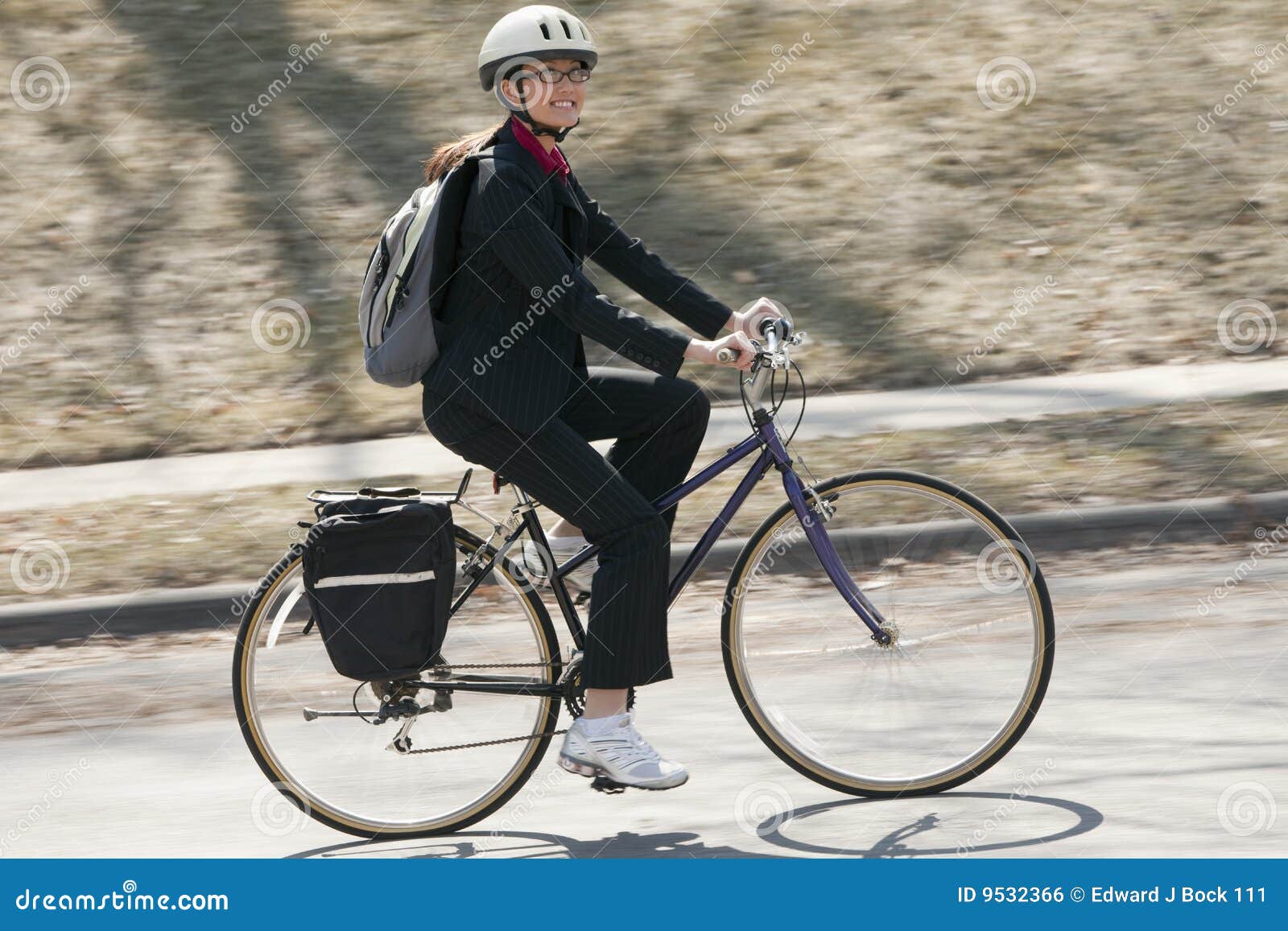 Businesswoman Biking To Work Stock Photo Image of adult, pack 9532366