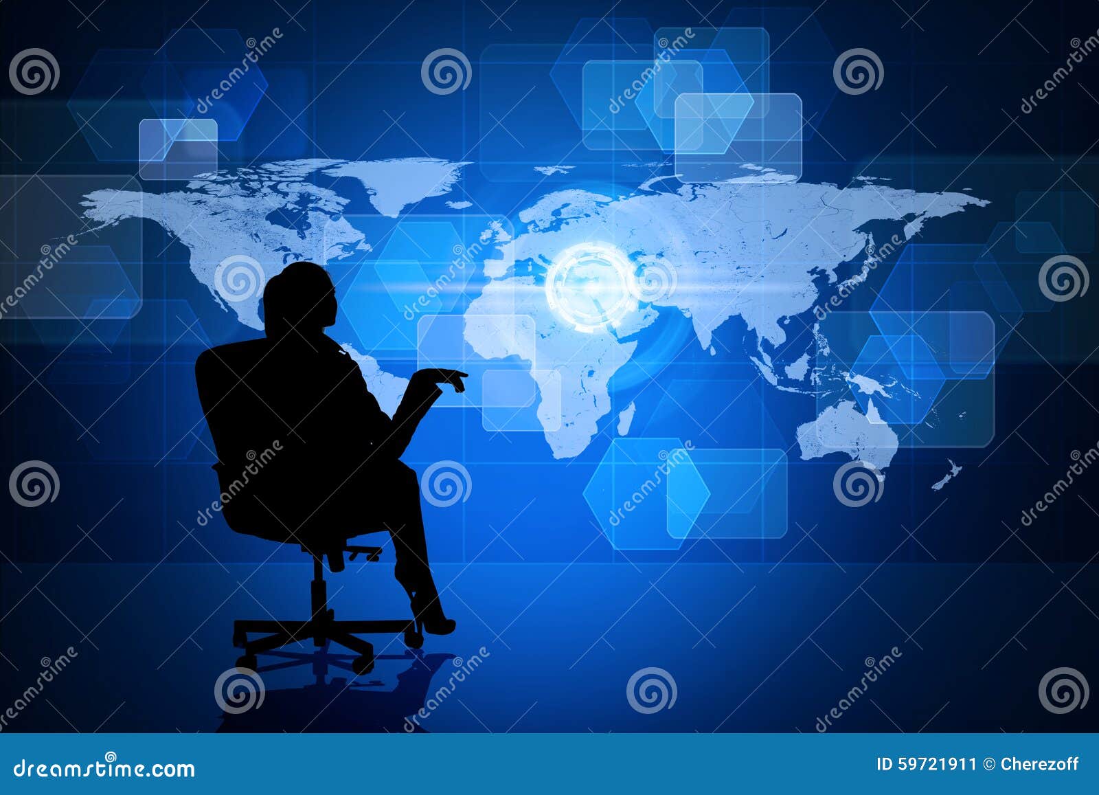 Businesswoman in Chair with World Map Stock Image - Image of lady ...