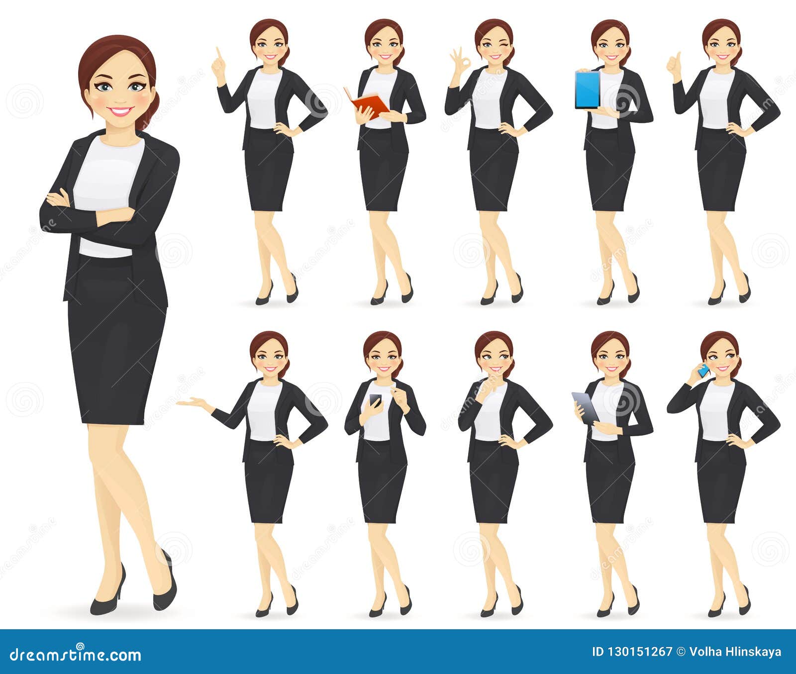 Businesswoman Character Set Stock Vector - Illustration of adult, happy ...