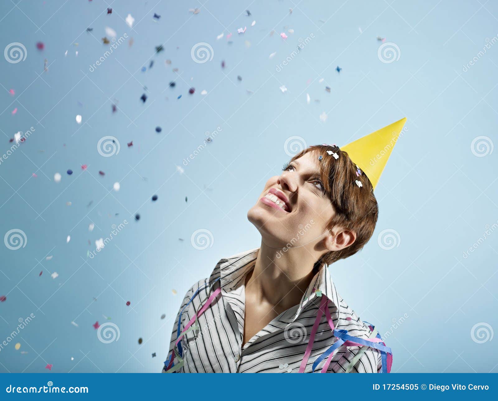 Businesswoman with Confetti Stock Image Image of colorful